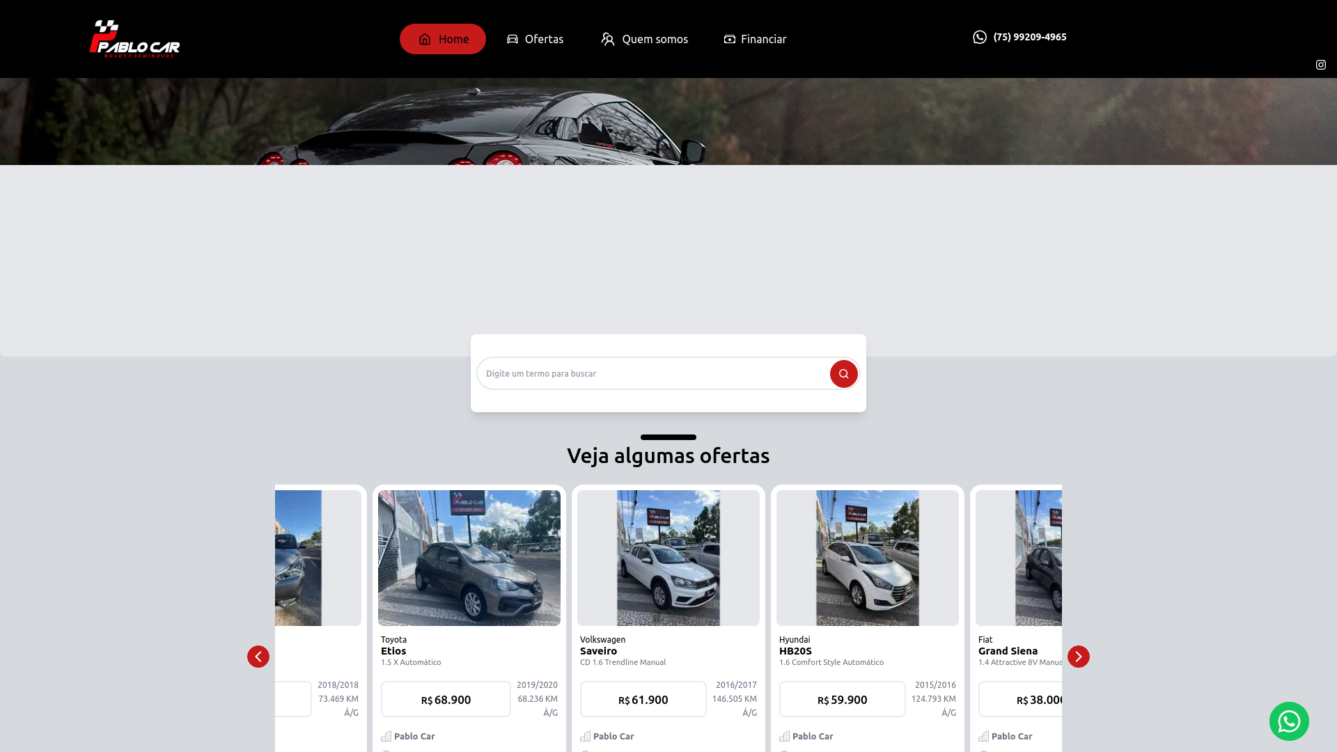 website screenshot of https://pablocar.com.br/