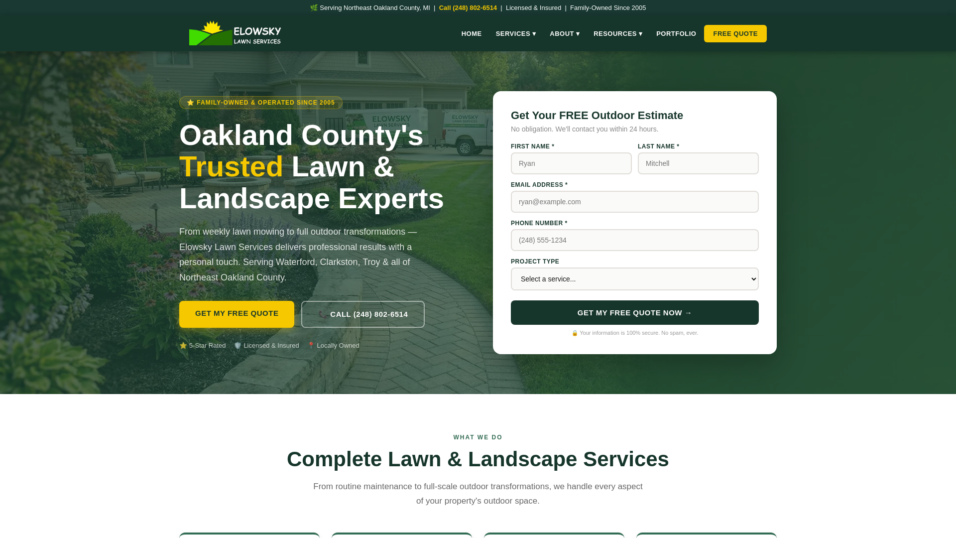 website screenshot of https://elowsky-lawn-services.pages.dev/