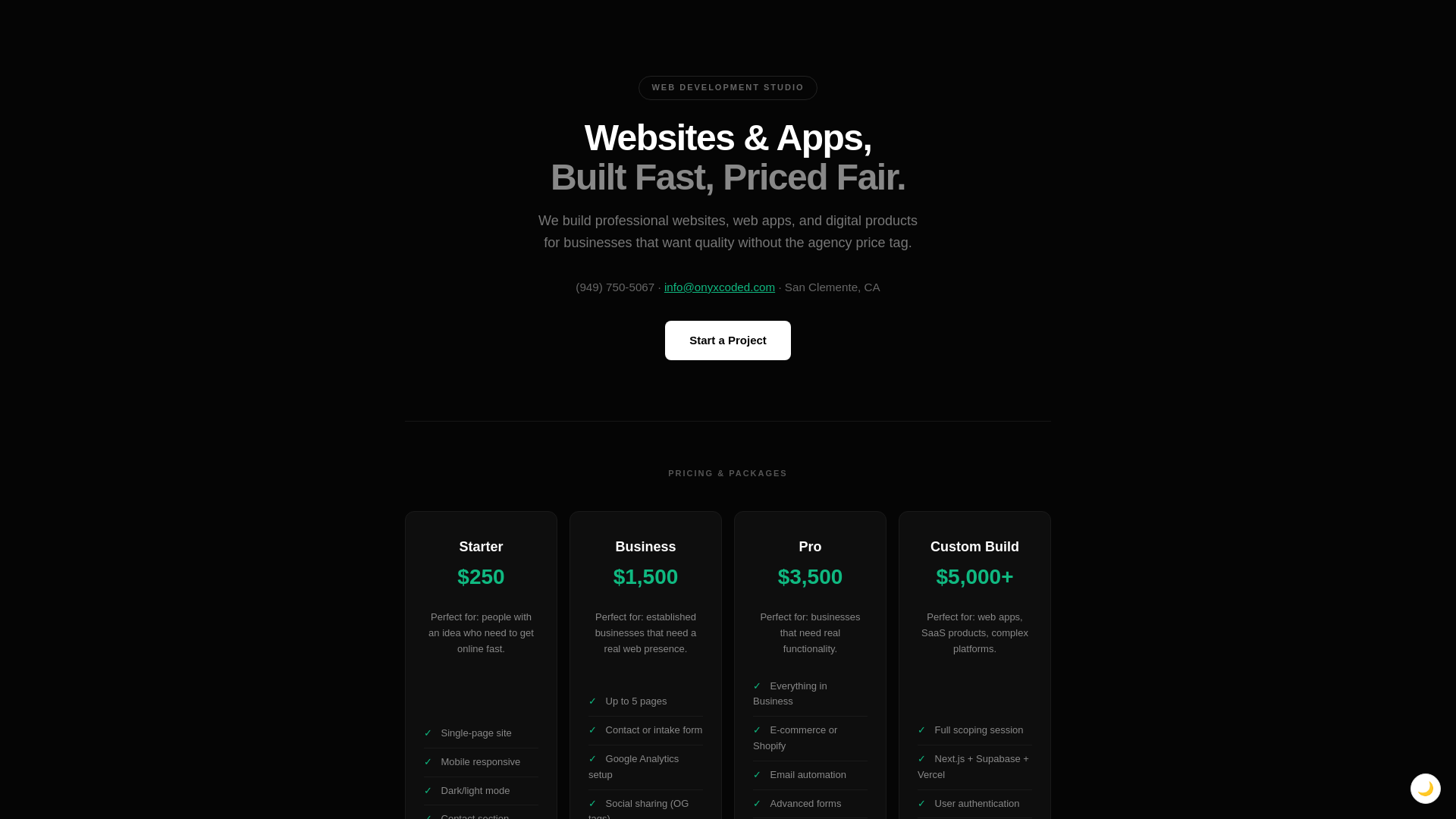 website screenshot of https://onyxcoded.com/