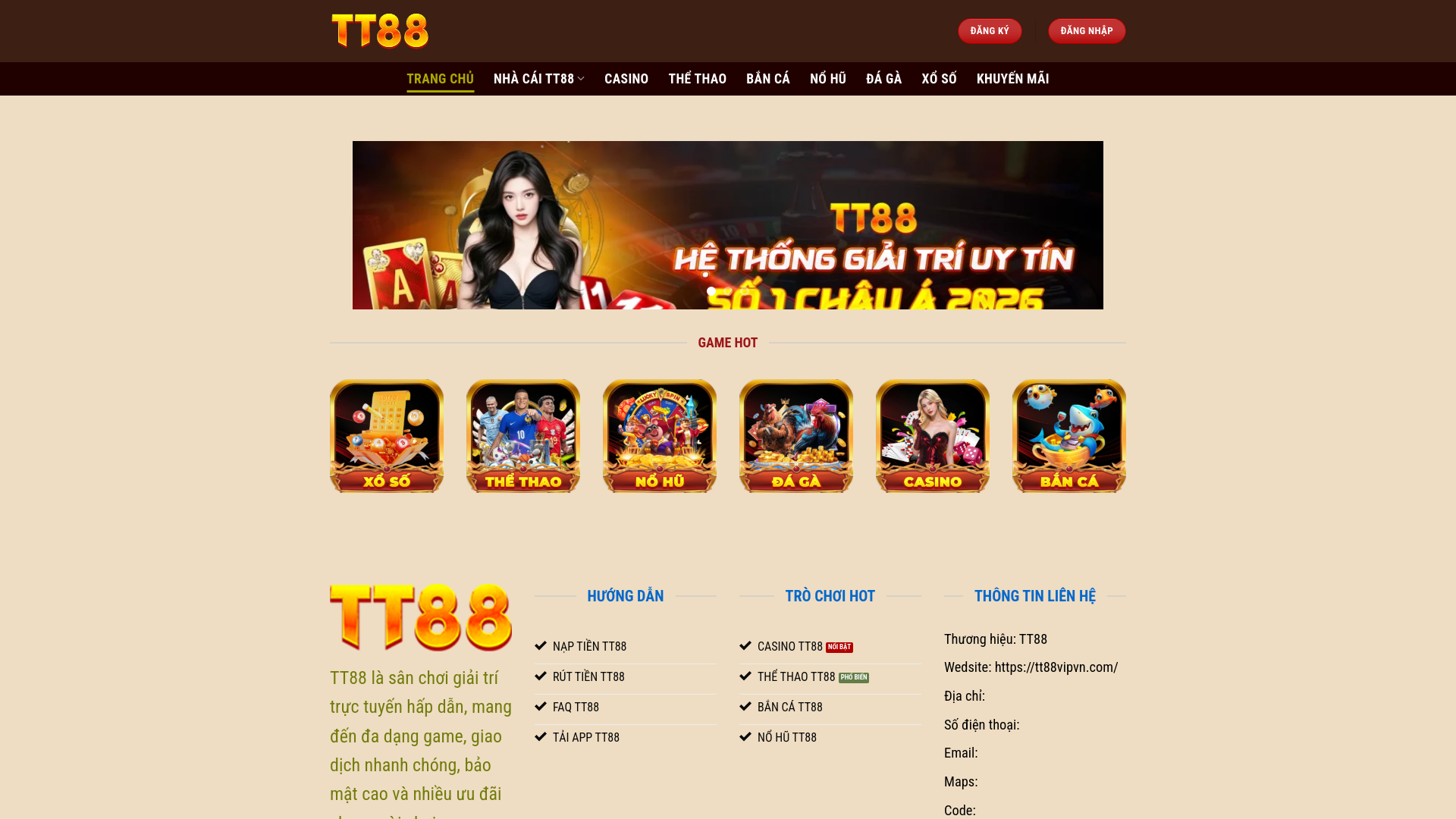 website screenshot of https://tt88vipvn.com