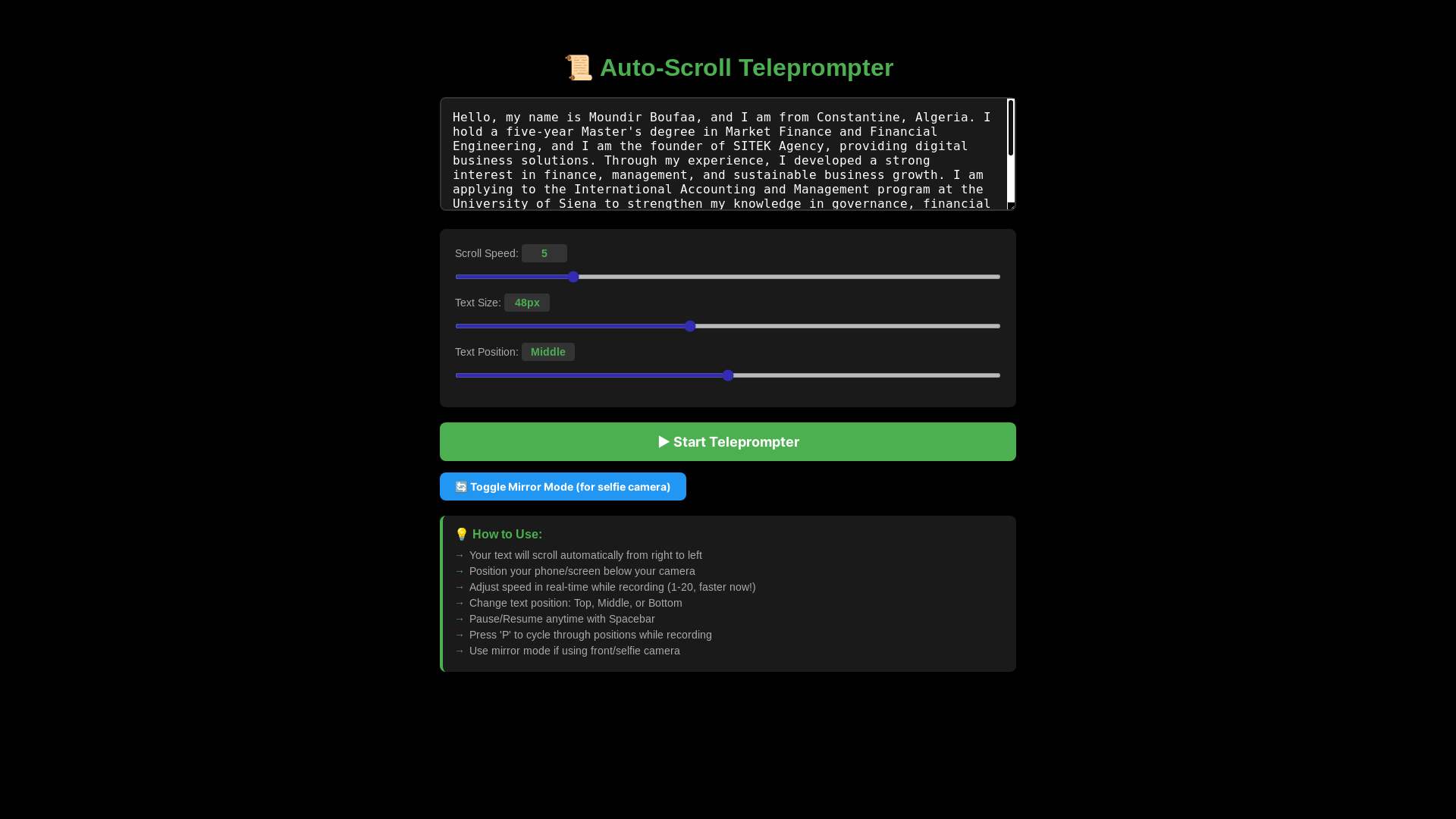 website screenshot of https://auto-teleprompter.pages.dev/
