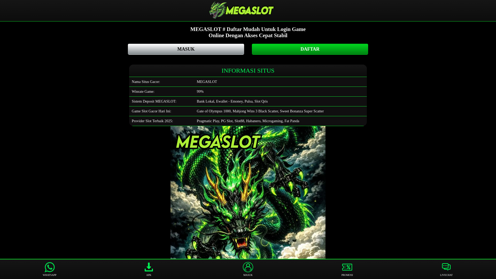website screenshot of https://megamanslot.pages.dev/