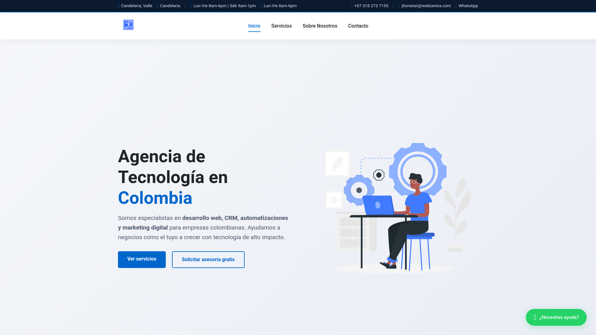 website screenshot of https://webzentra.com
