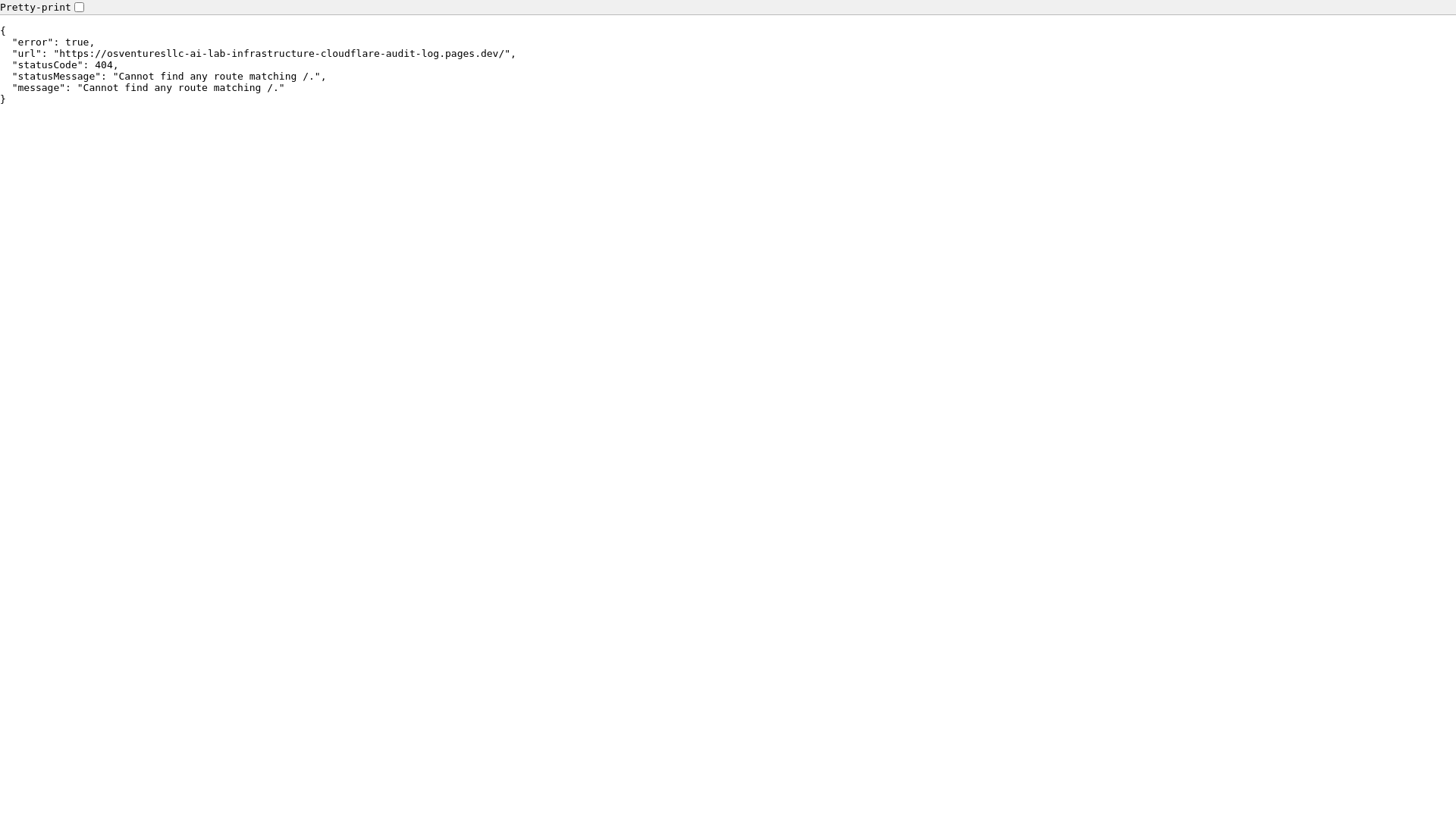 website screenshot of https://osventuresllc-ai-lab-infrastructure-cloudflare-audit-log.pages.dev/