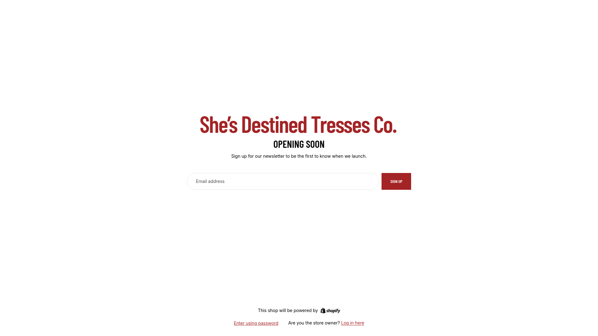 website screenshot of https://shesdestinedtresses.com/