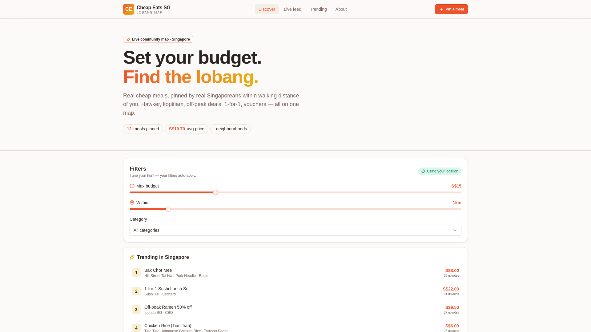 website screenshot of https://cheapoeats.com/