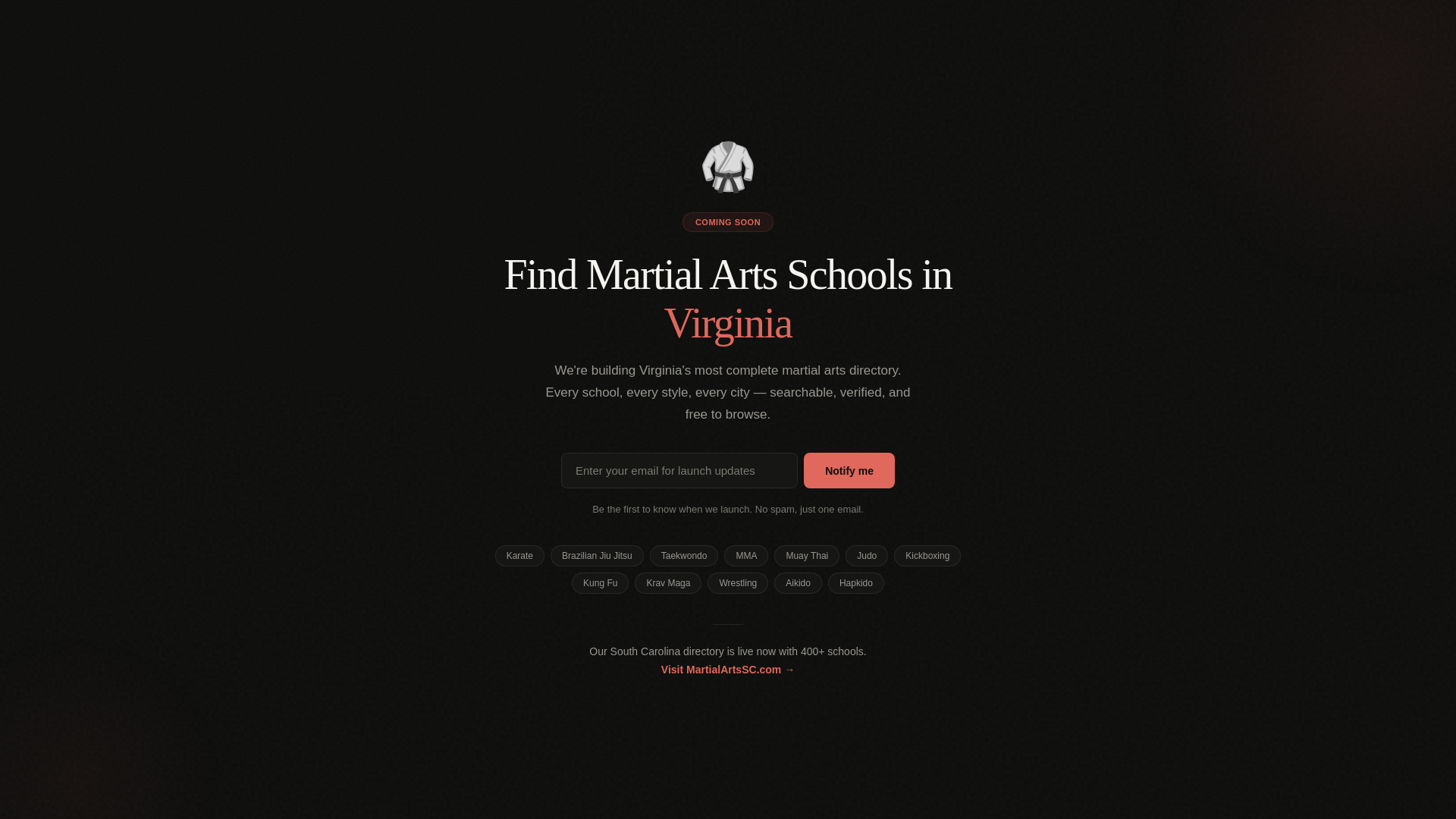 website screenshot of https://martialartsva.com
