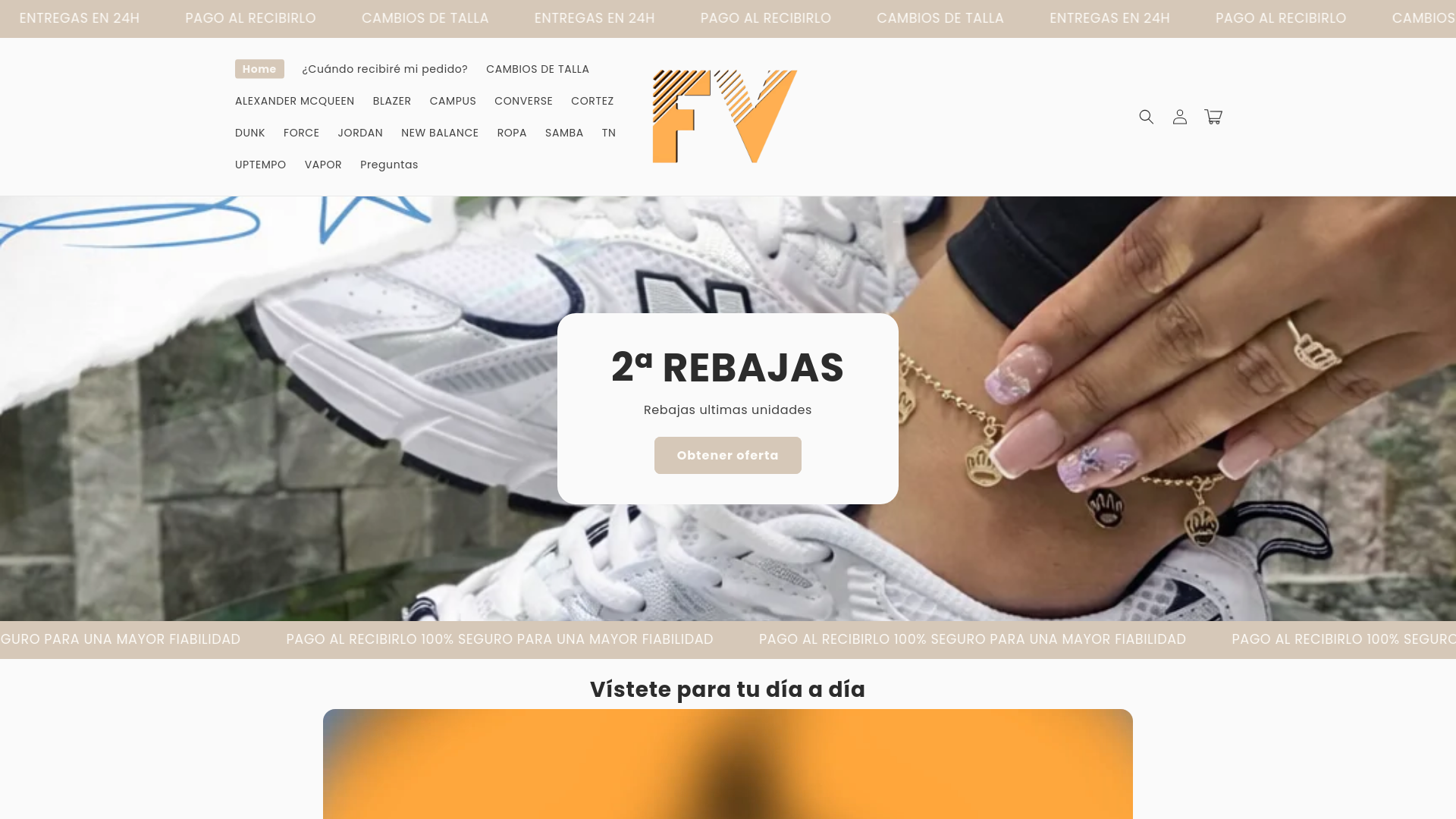 website screenshot of https://freshvip.es/