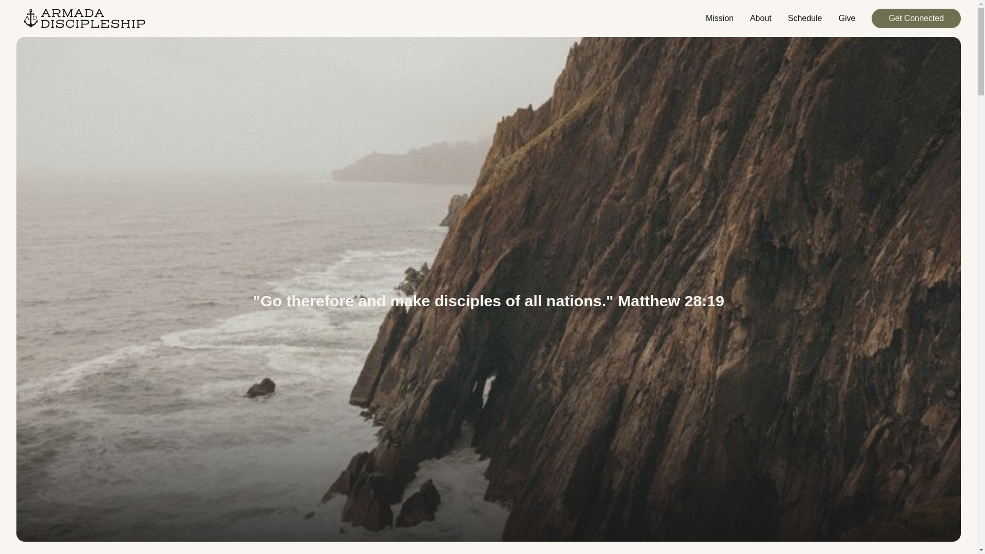 website screenshot of https://armadadiscipleship.org/