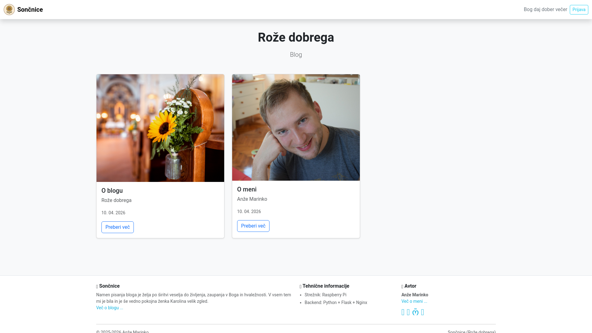 website screenshot of https://anzemarinko.si/