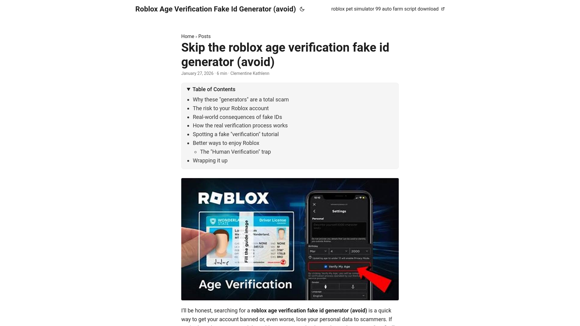website screenshot of https://roblox-age-verification-fake-id-generator-avoid.pages.dev/