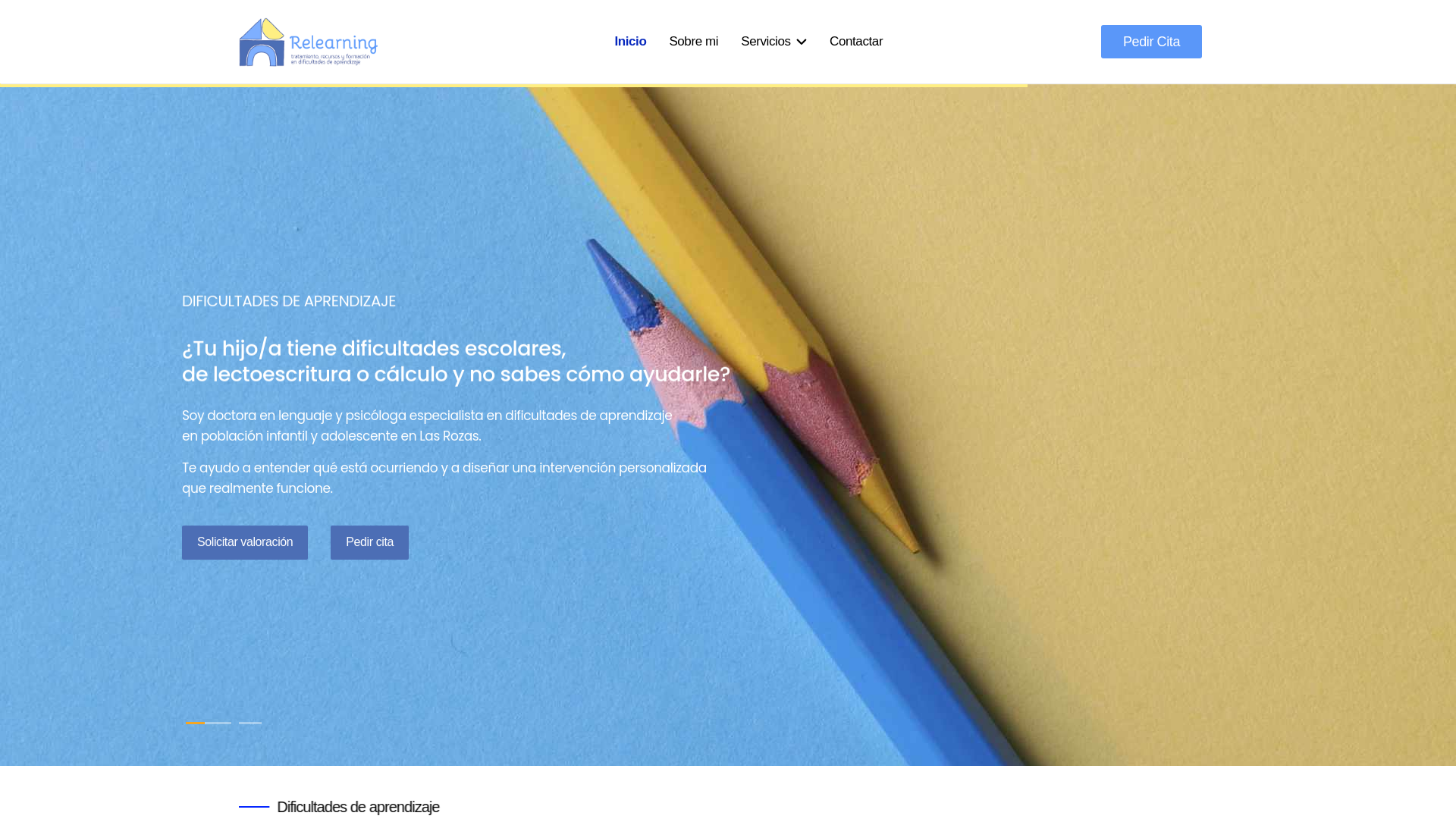website screenshot of https://dificultades-de-aprendizaje.es