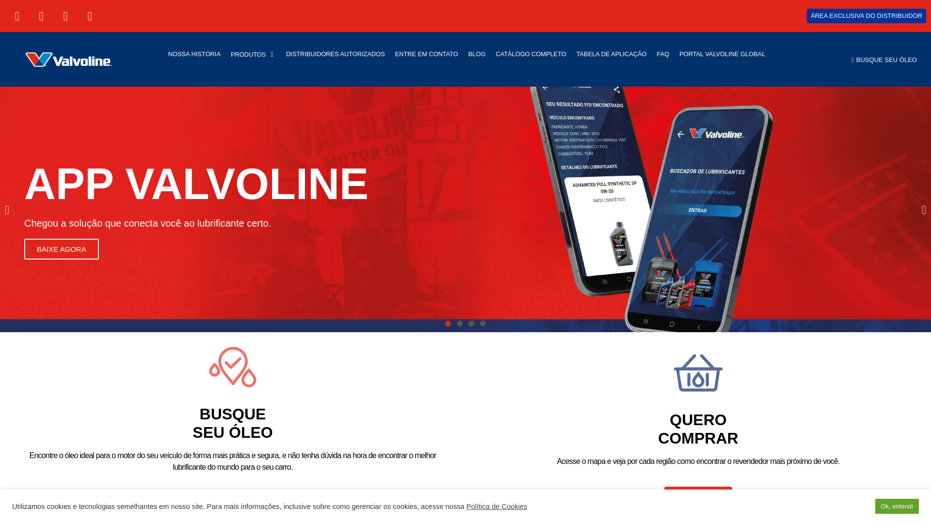 website screenshot of https://valvolineglobal.com.br
