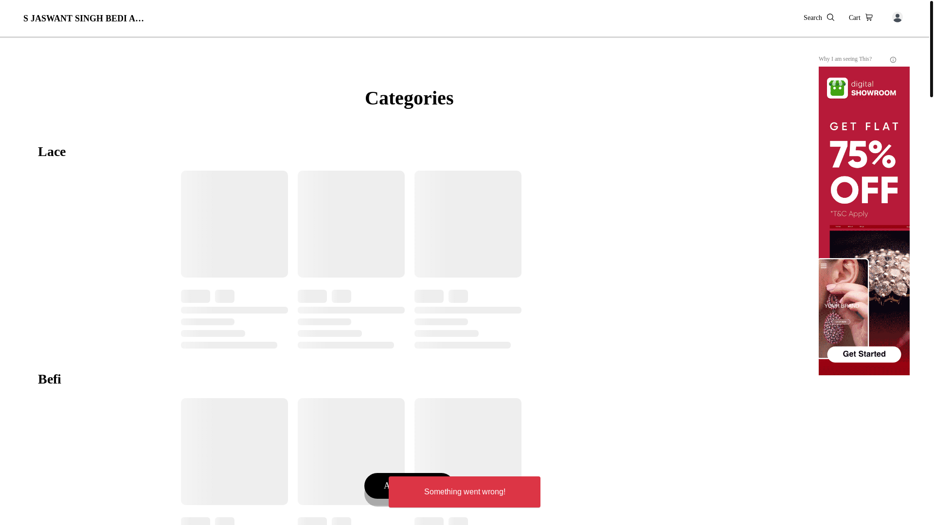 website screenshot of https://sardarjielacewale.co.in/
