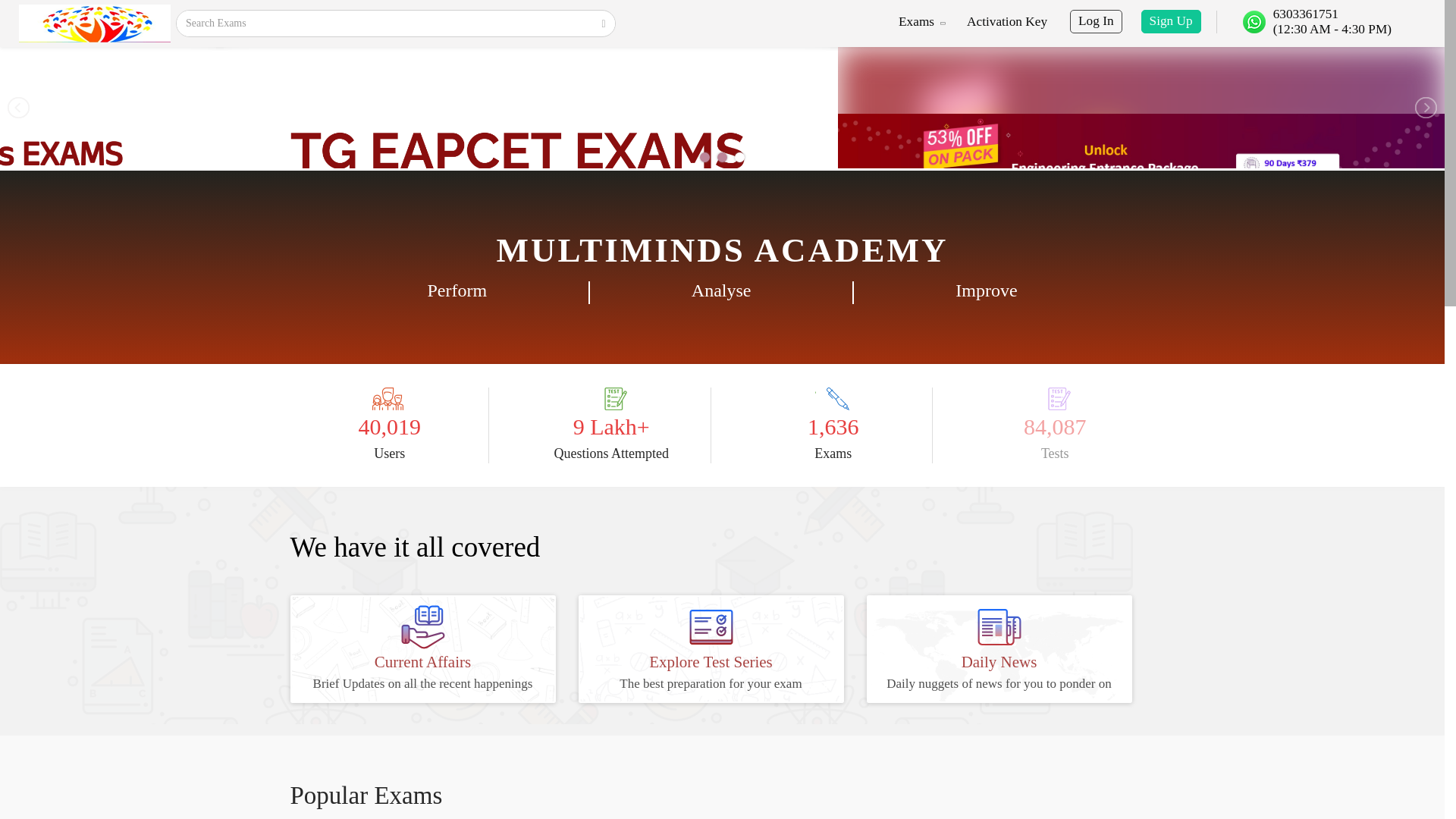 website screenshot of https://multimindzacademy.in/