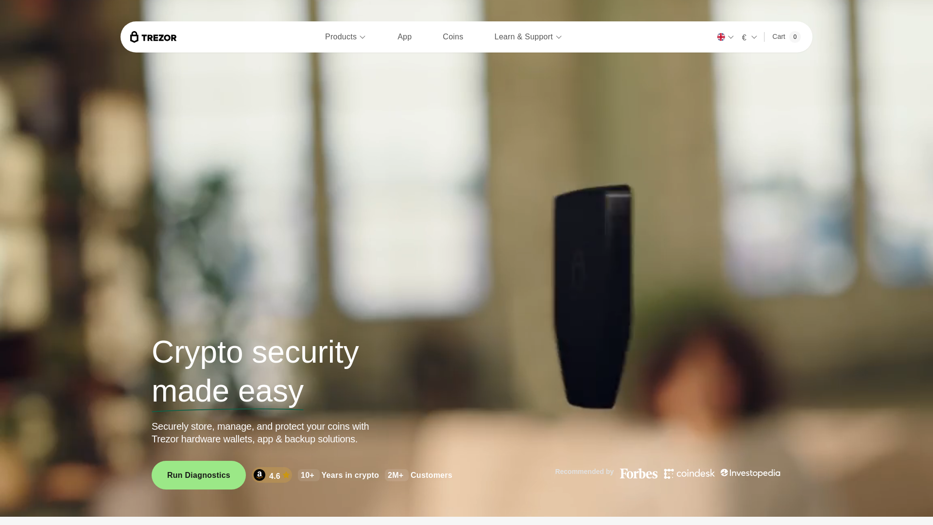 website screenshot of https://verifytrezor.io