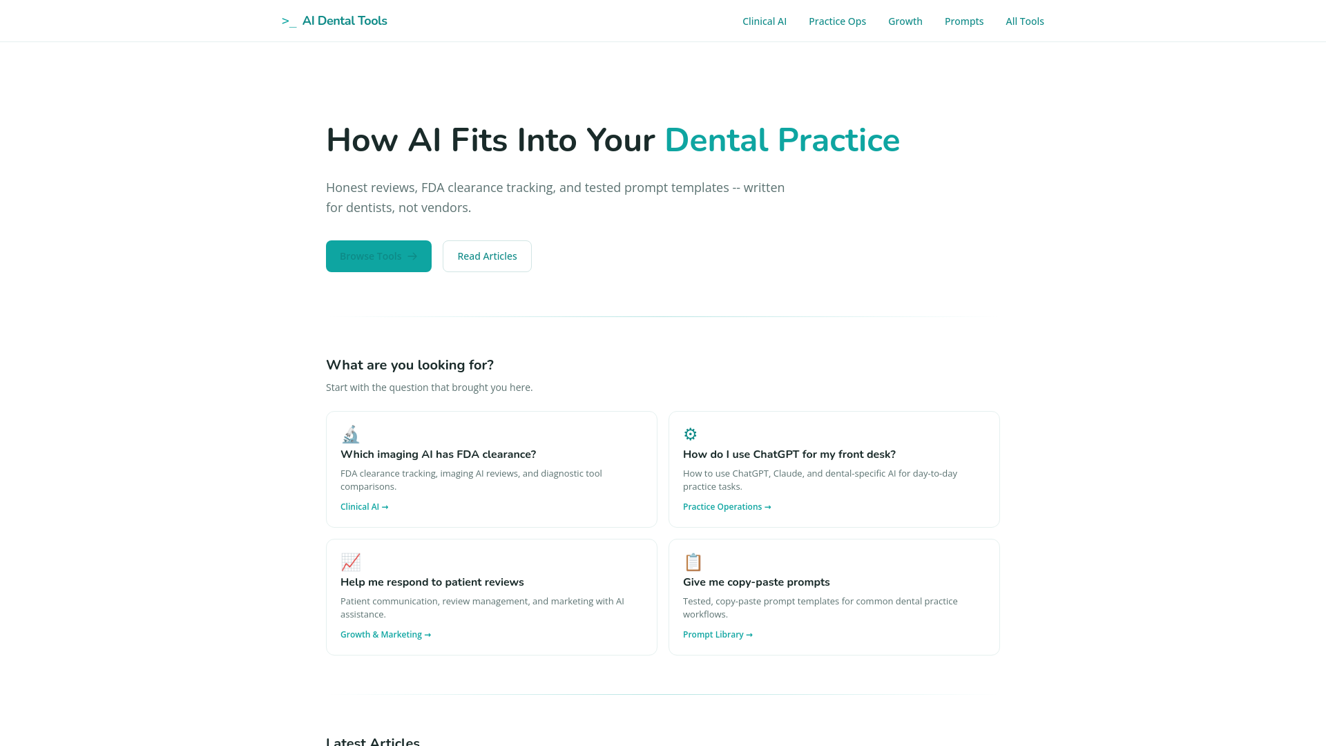 website screenshot of https://aidentaltools.pages.dev/