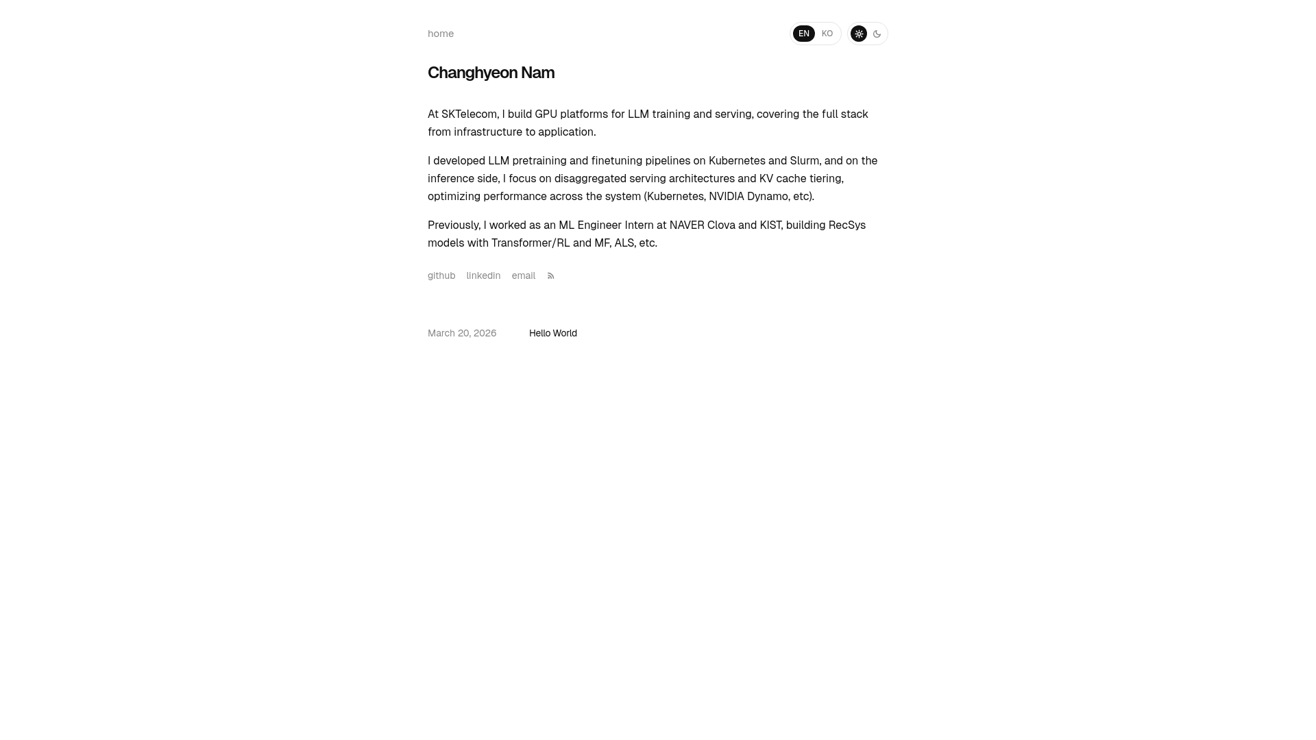 website screenshot of https://changhyeonnam.com/