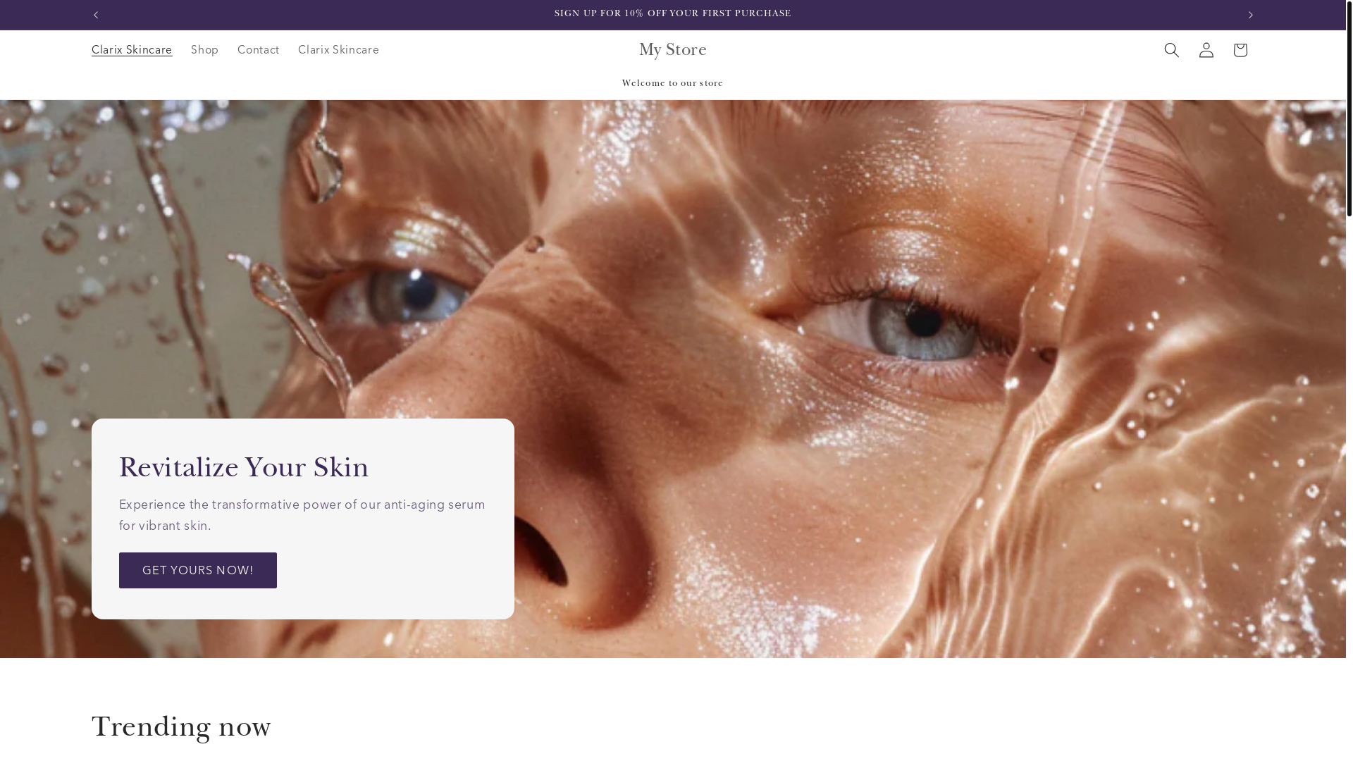 website screenshot of https://clarixskincare.com/