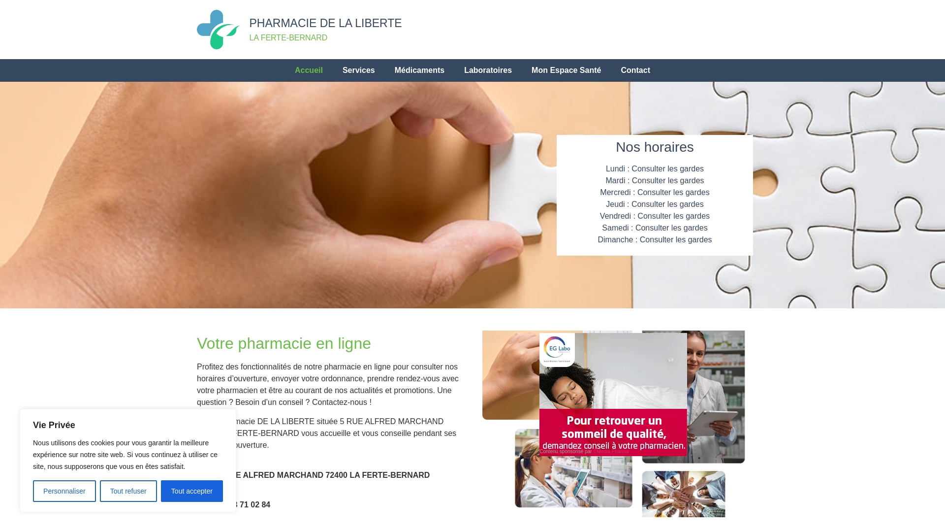 website screenshot of https://pharmaciedelaliberte-72405.fr
