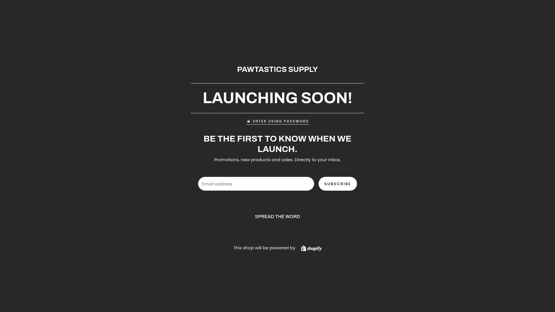 website screenshot of https://pawtasticssupply.com/