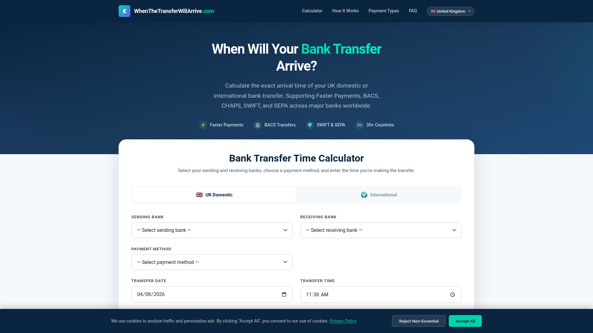 website screenshot of https://whenthetransferwillarrive.com