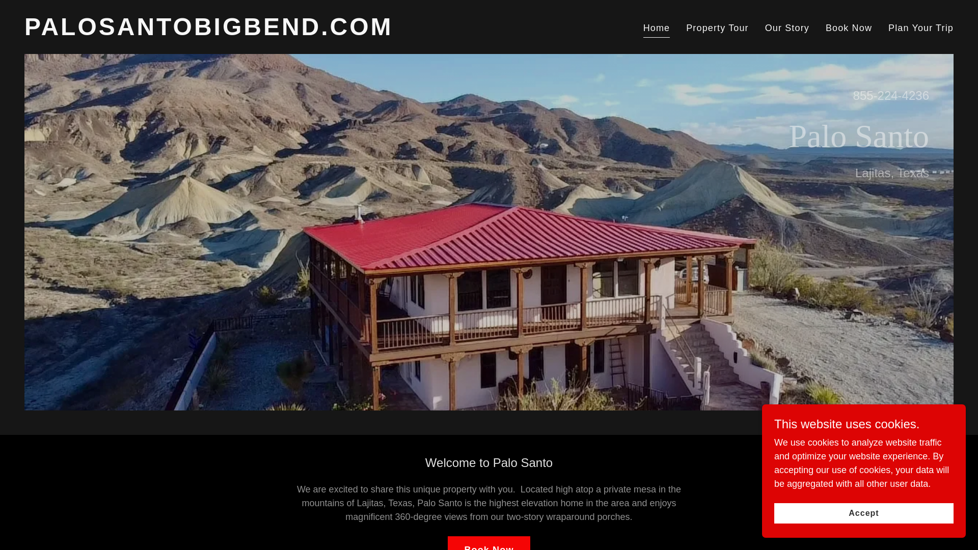 website screenshot of https://palosantobigbend.com/