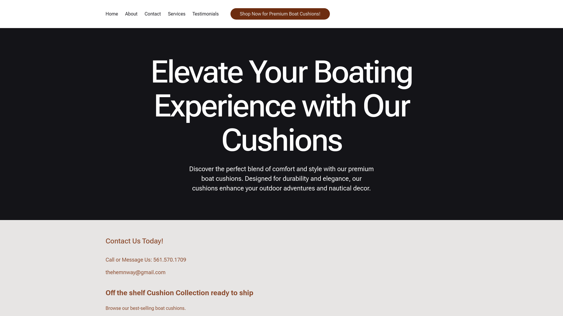 website screenshot of https://marineseatcushions.com/