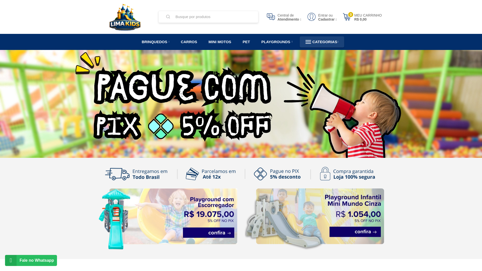 website screenshot of https://limakidsimports.com.br/