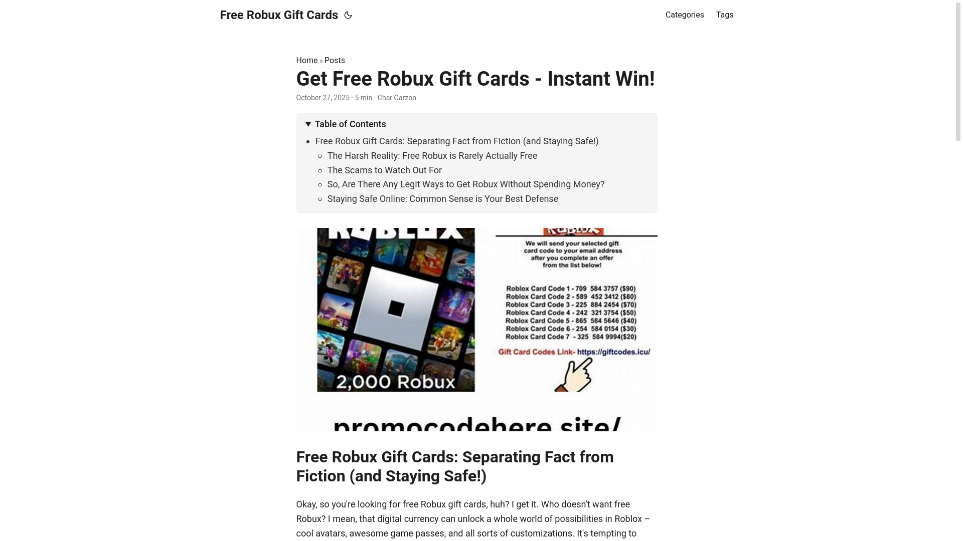 website screenshot of https://free-robux-gift-cards.pages.dev/