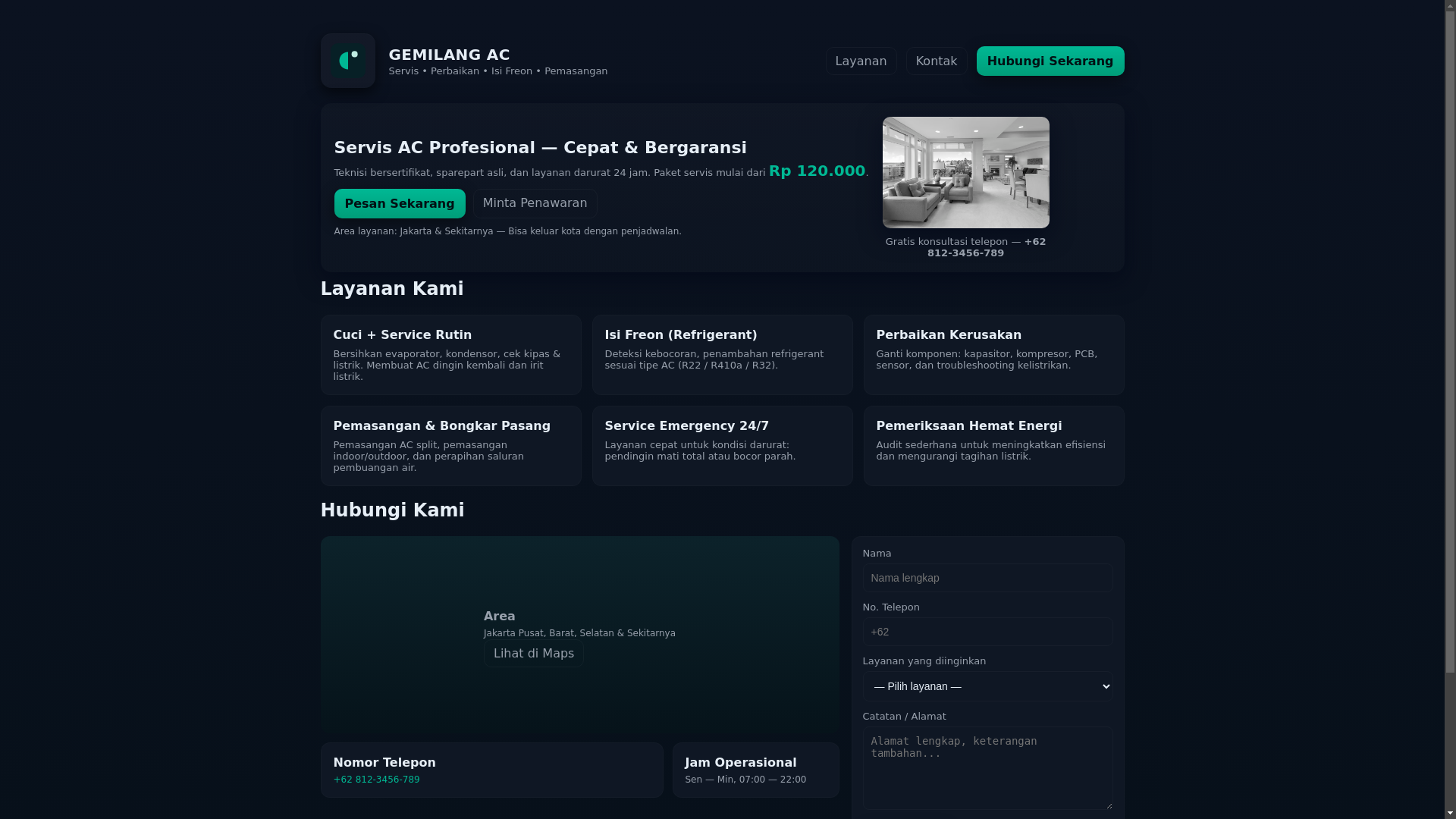website screenshot of https://gemilang-service.pages.dev/