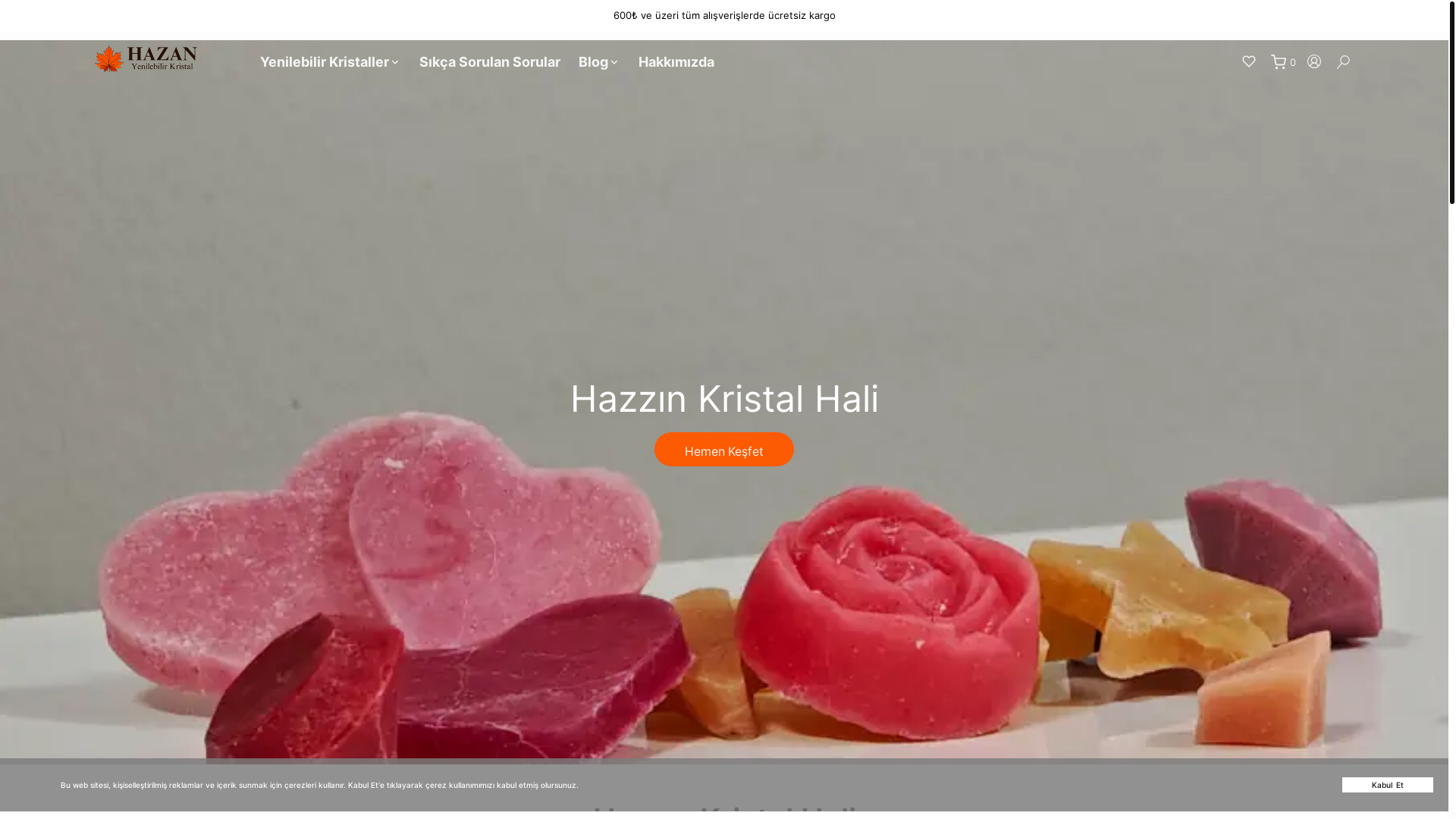 website screenshot of https://hazanyenilebilirkristal.com/