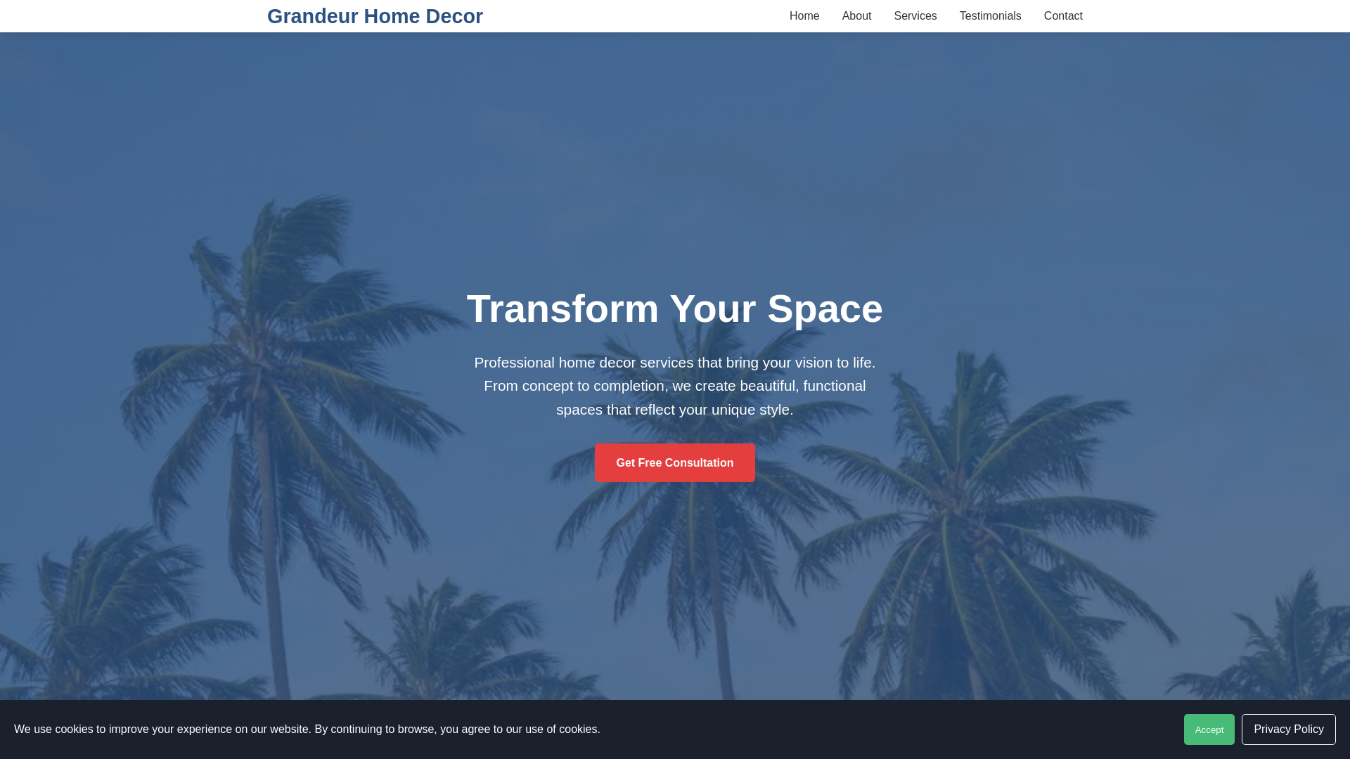 website screenshot of https://grandeurhomedecor.cyou/