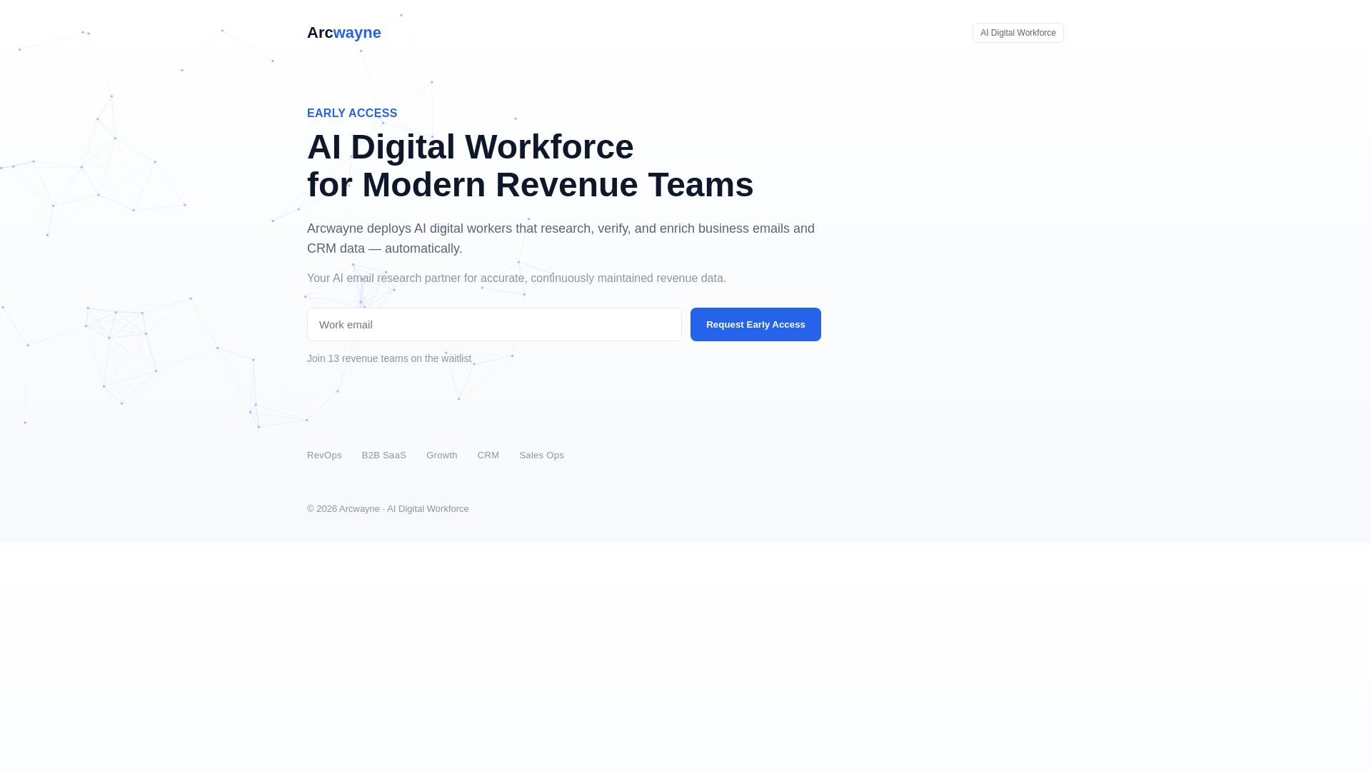 website screenshot of https://arcwayne.com/