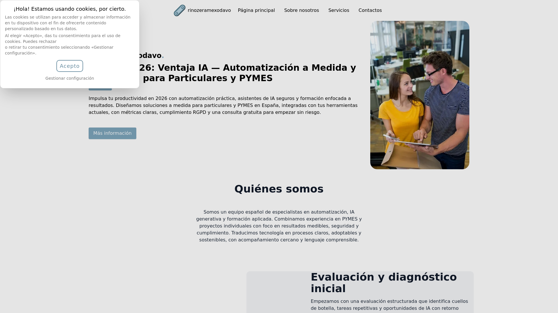 website screenshot of https://rinozeramexodavo.digital/