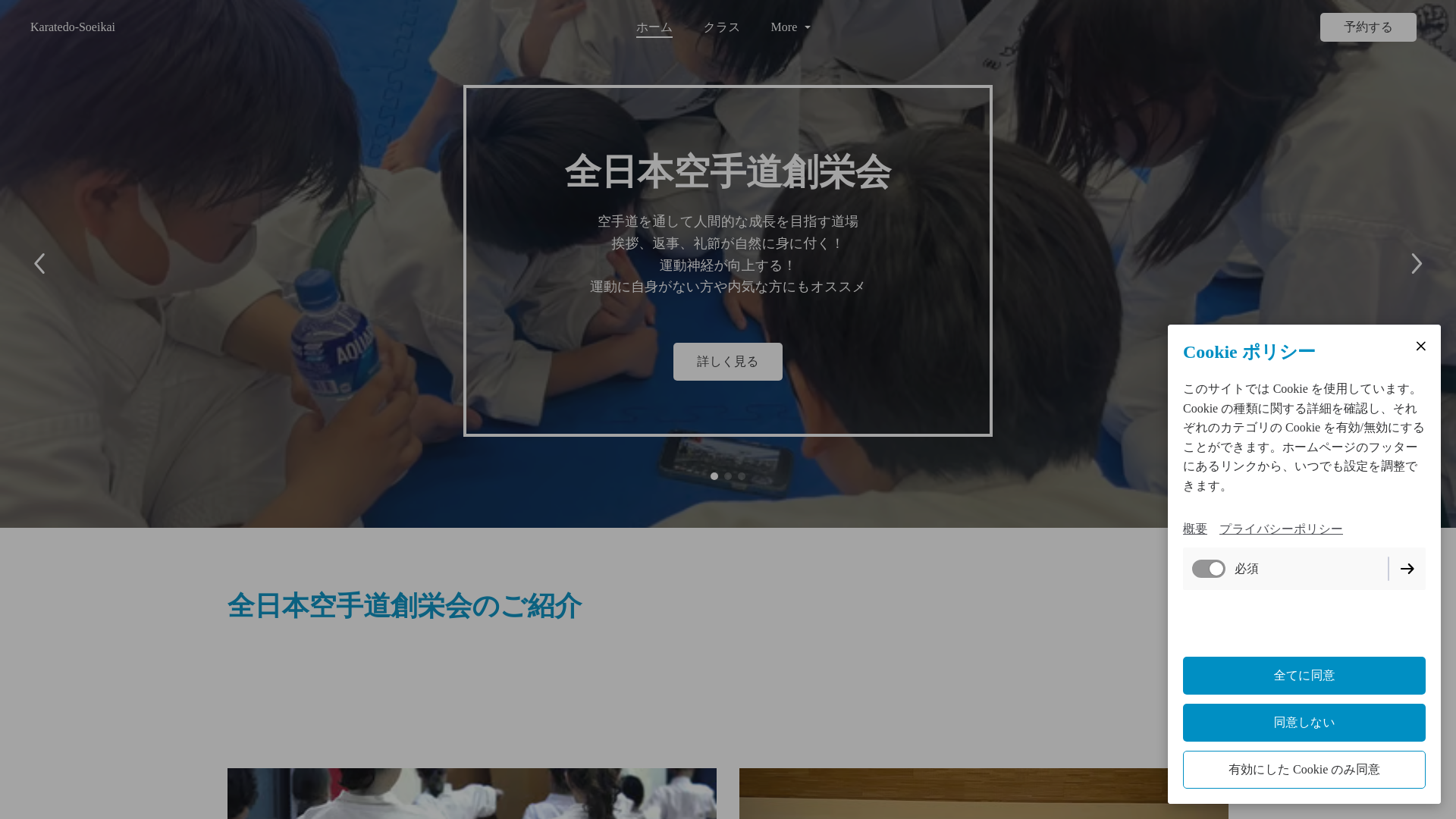 website screenshot of https://karatedo-soeikai.com