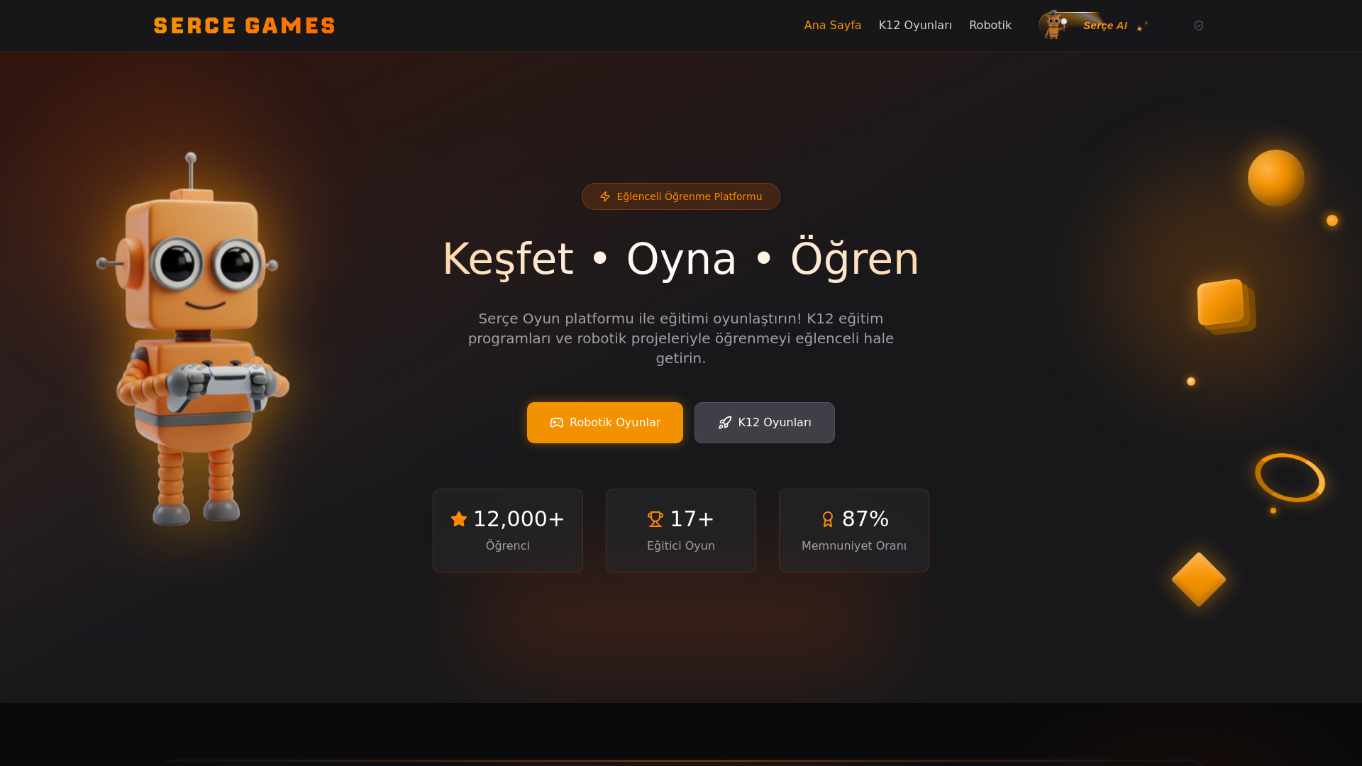 website screenshot of https://sercegames.com