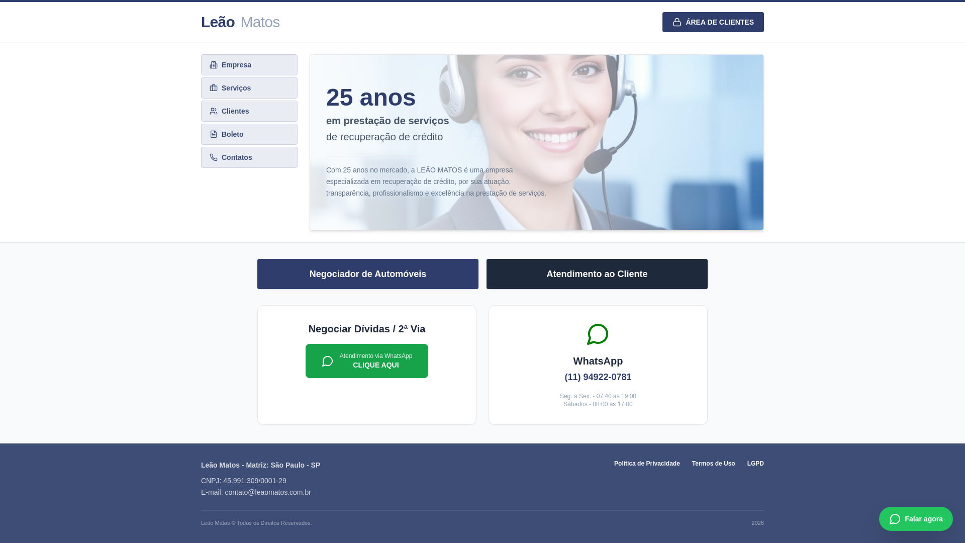 website screenshot of https://leaomatos.solutions
