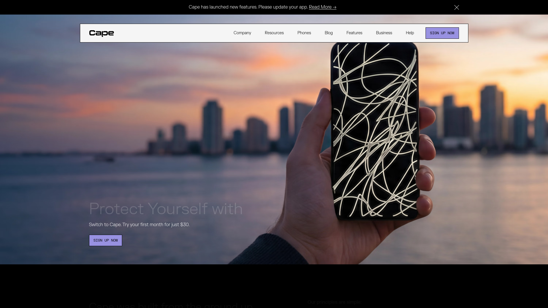 website screenshot of https://www.cape.co/