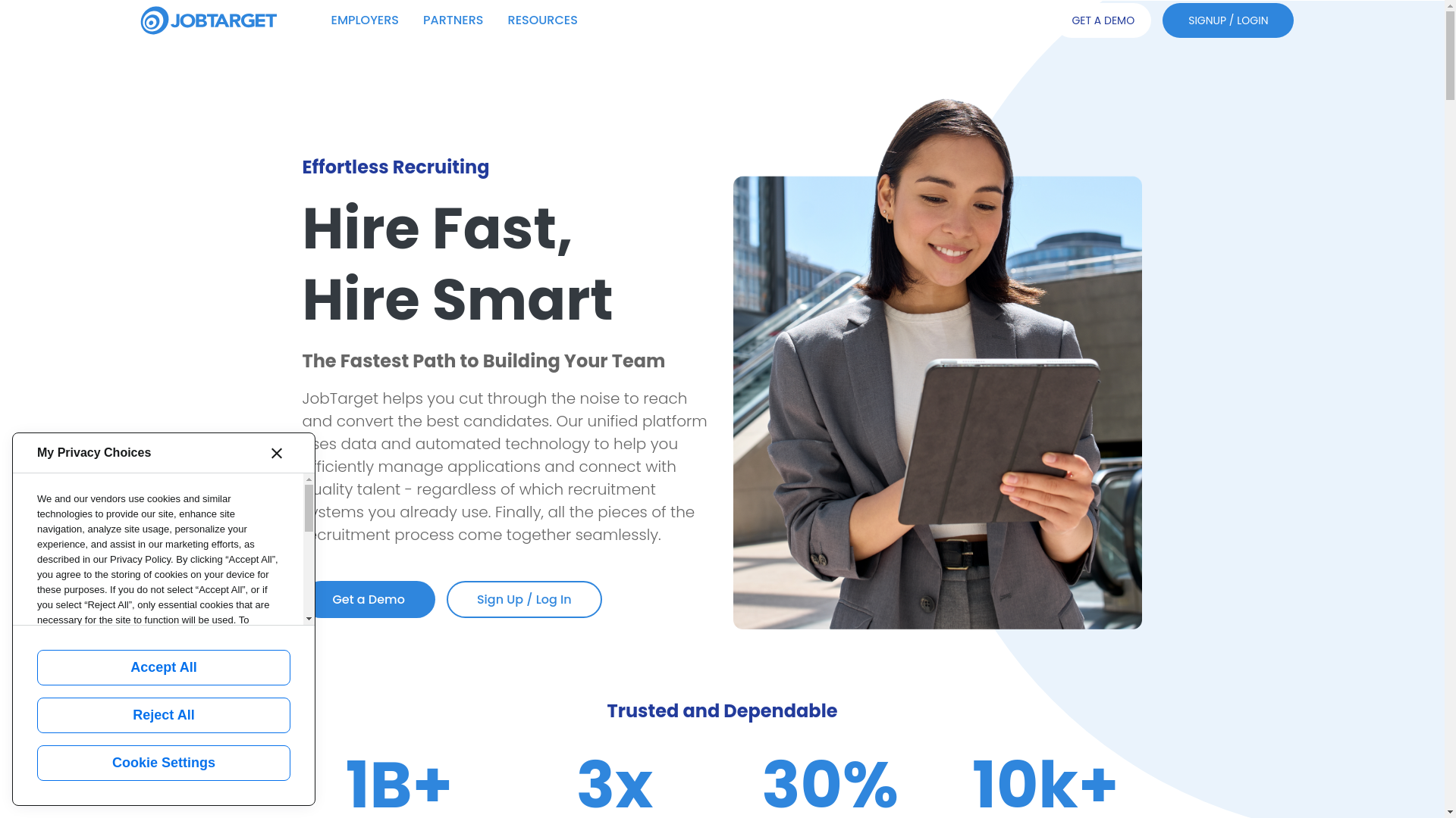 website screenshot of https://jobtarget.com/