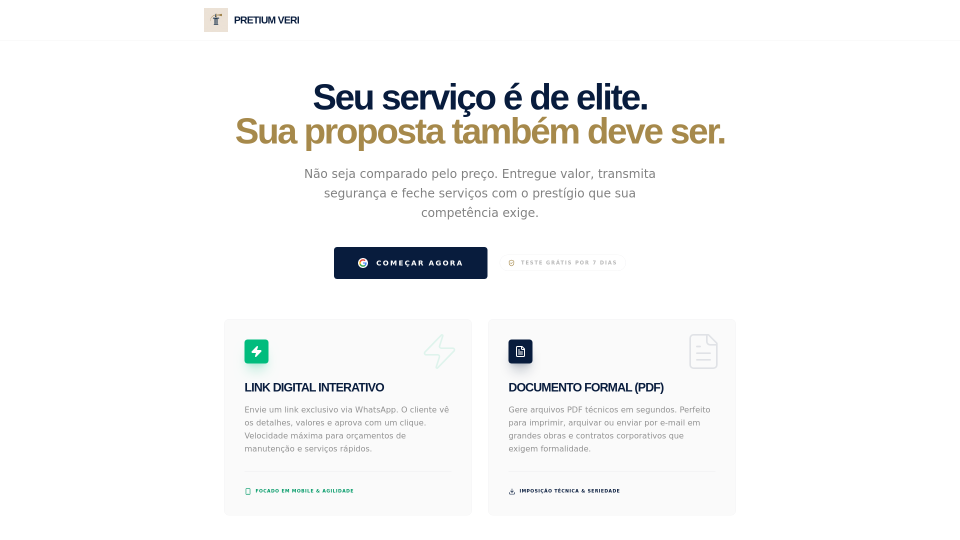 website screenshot of https://pretiumveri.com.br/