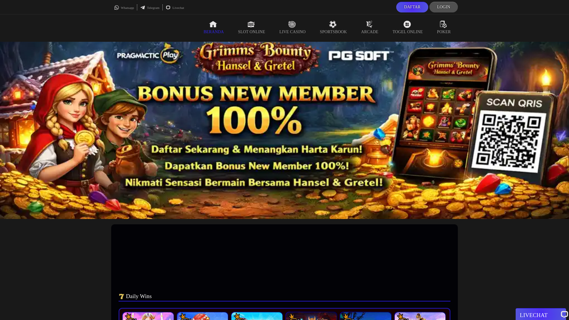 website screenshot of https://mania77daftar.com/