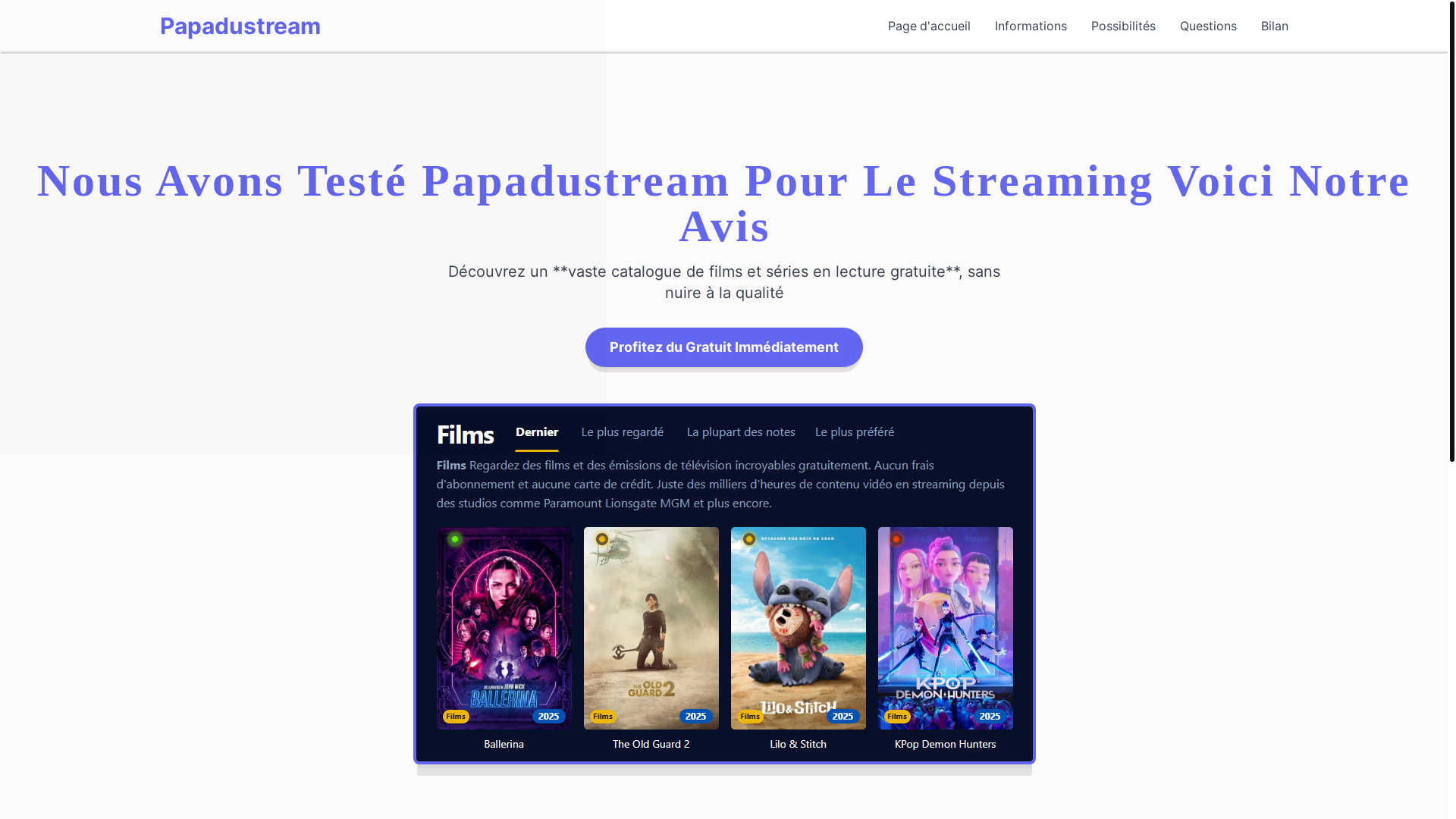 website screenshot of https://papadustream-nuv2.pages.dev/