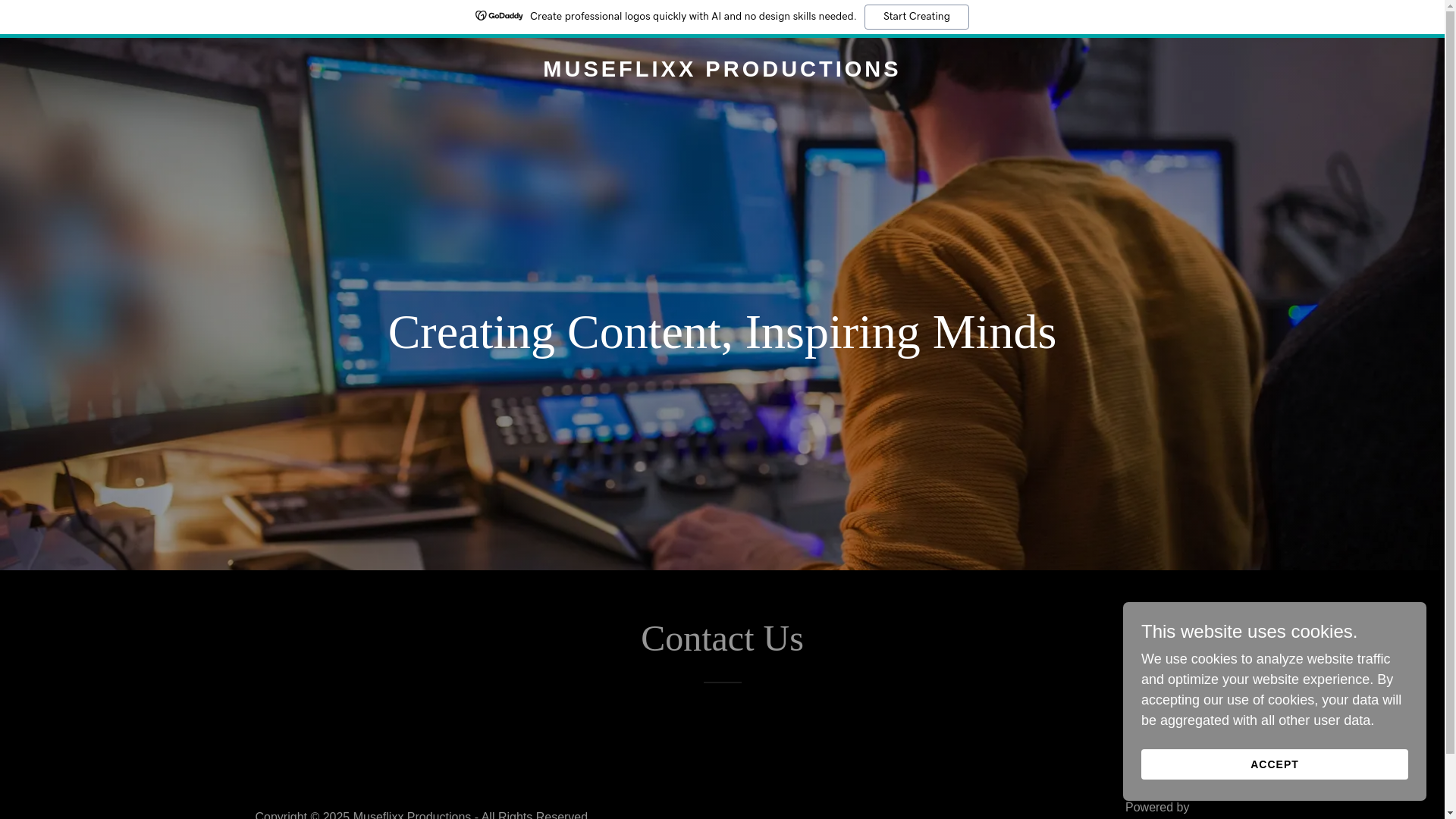 website screenshot of https://museflixxproductions.com/