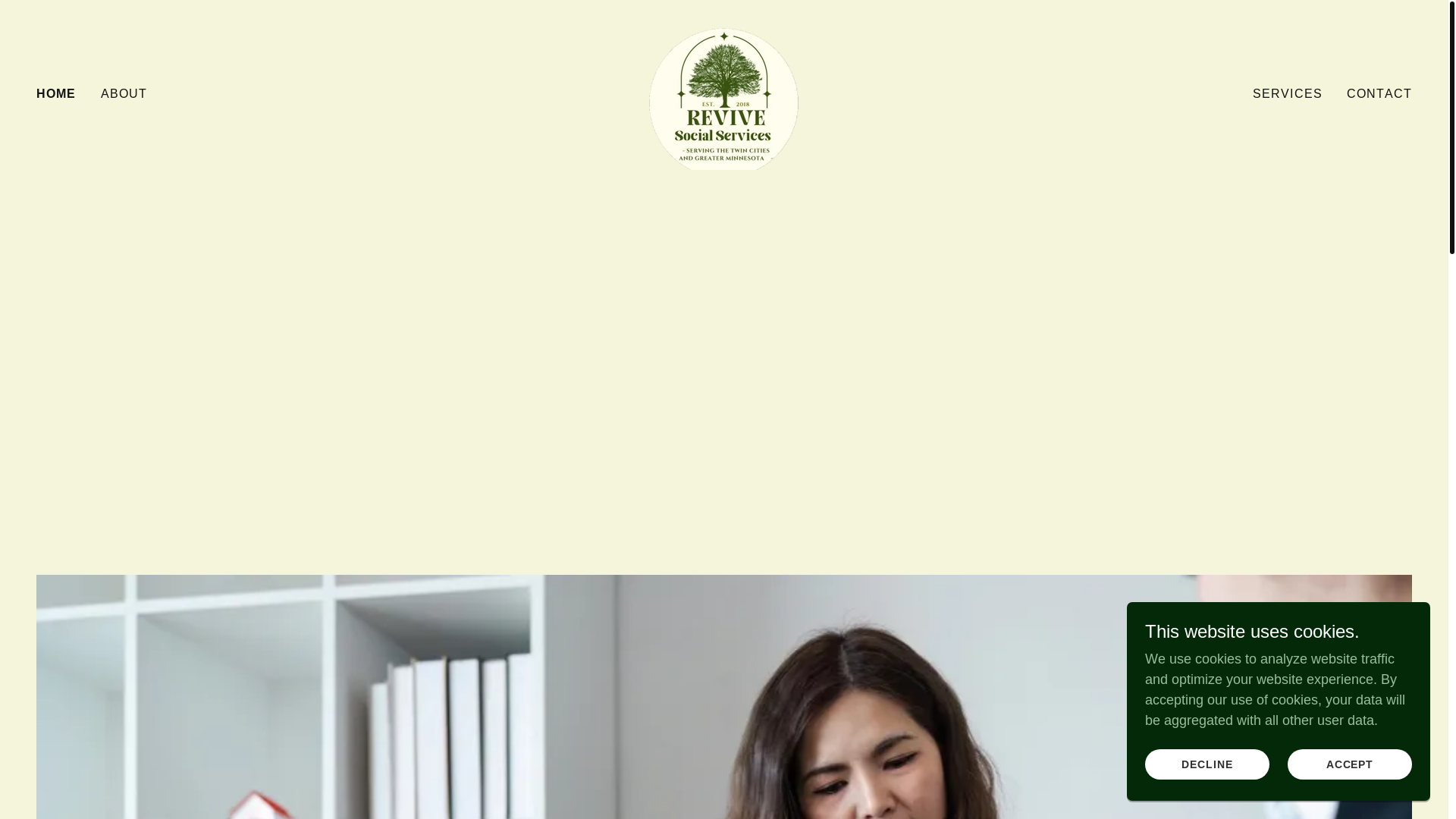 website screenshot of https://revivesocialservices.com/