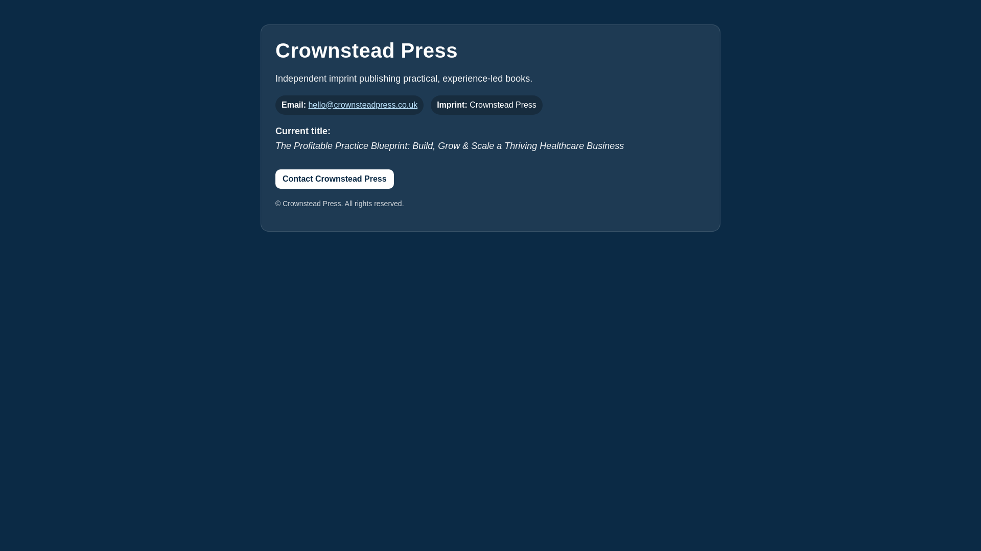 website screenshot of https://crownsteadpress.pages.dev/