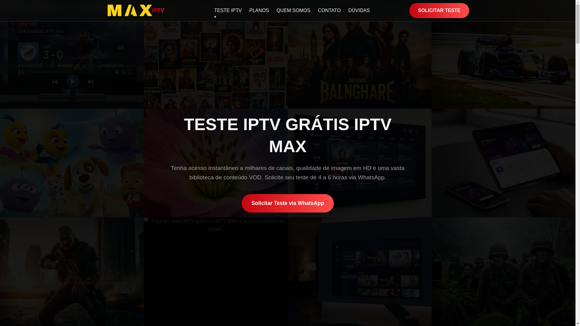 website screenshot of https://testeiptvmax.com/