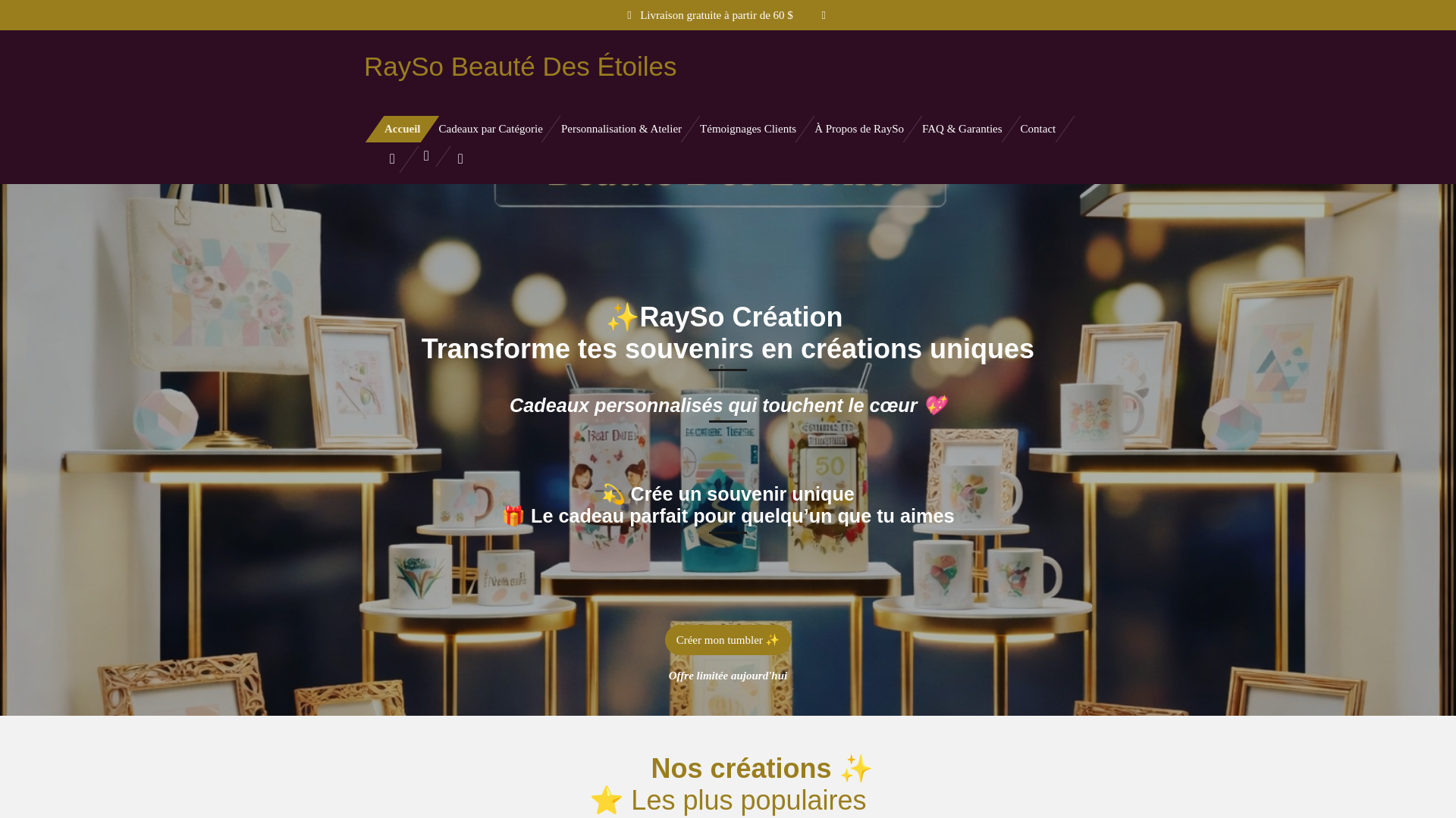 website screenshot of https://raysocreation.ca