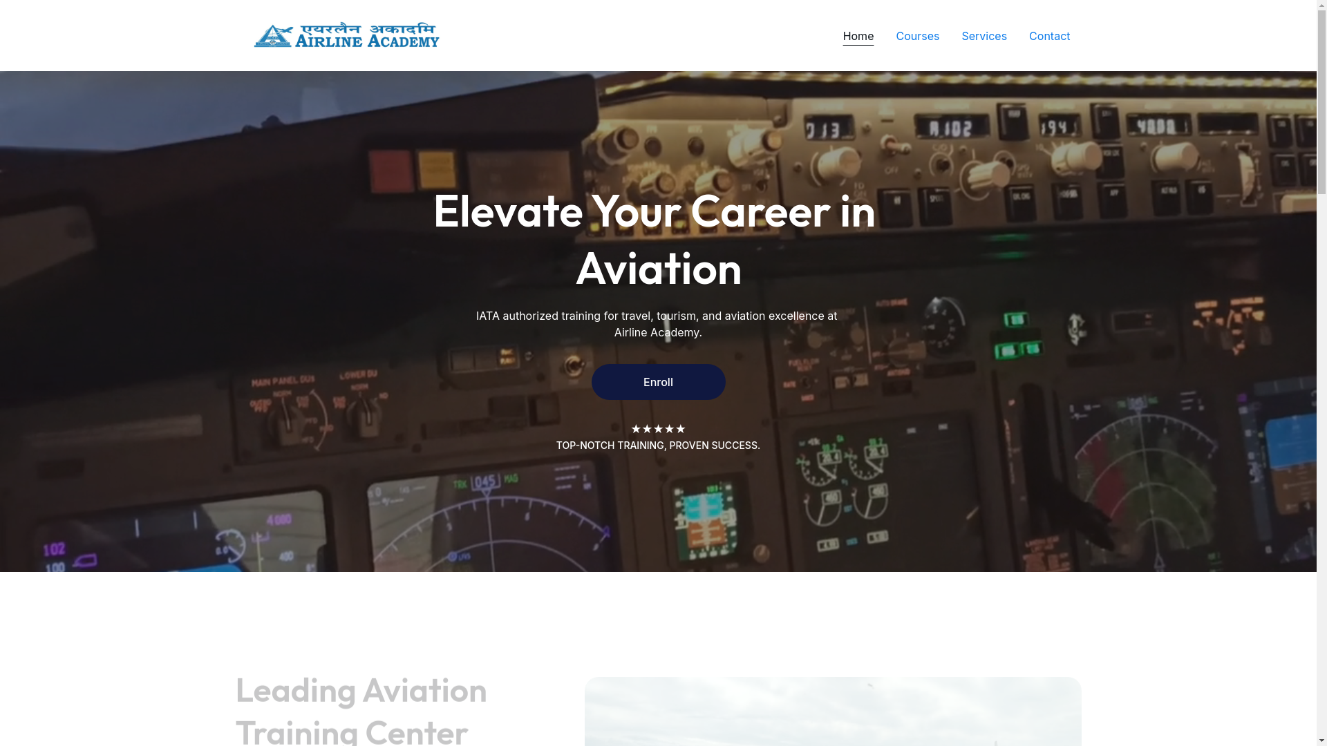 website screenshot of https://bestaviationcourse.in/