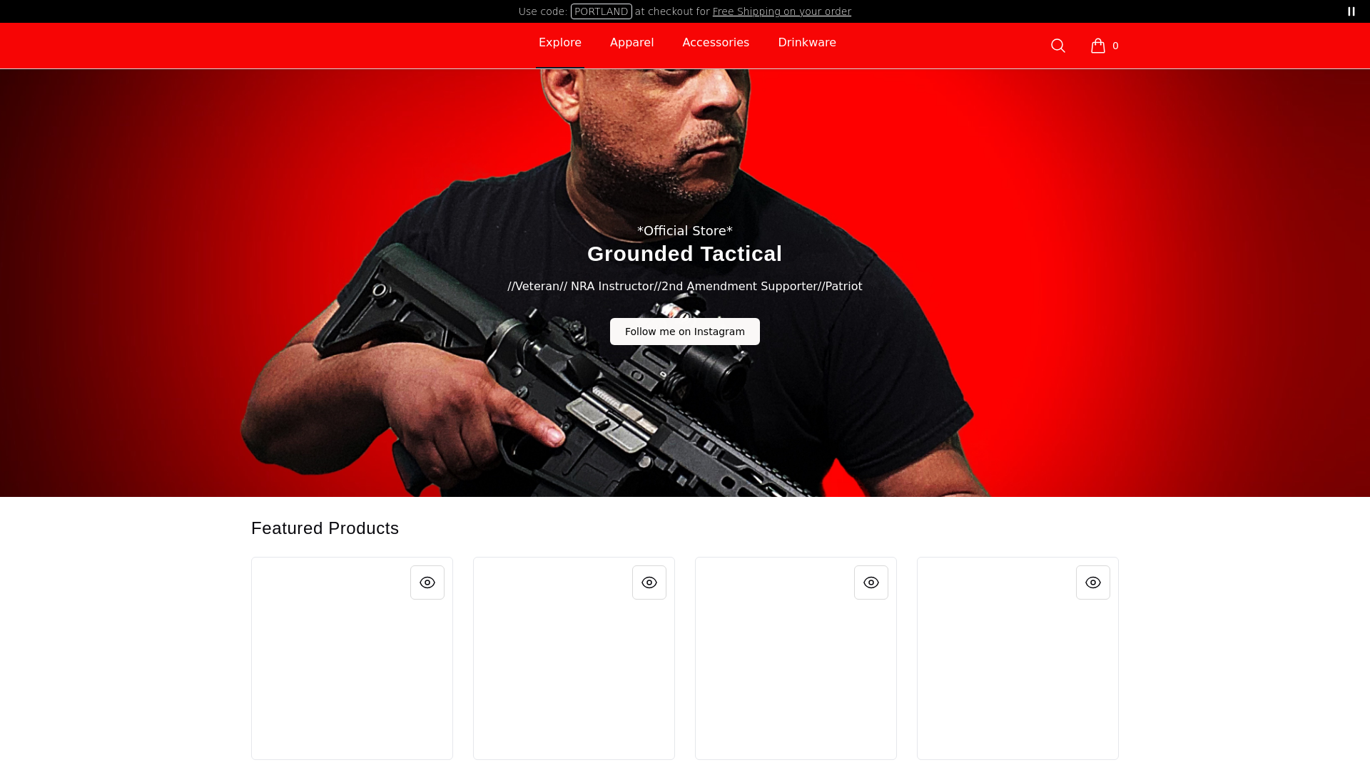 website screenshot of https://groundedtacticalclothing.com/